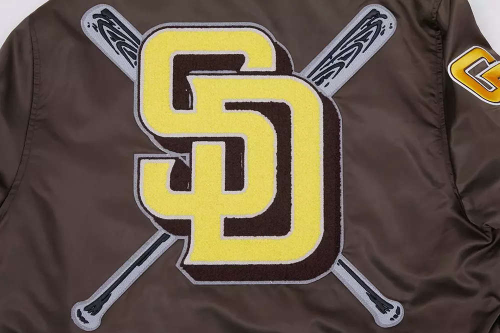 Pro Standard Men's MLB San Diego Padres Mashup Rib Satin Jacket - Brown - BROWN
