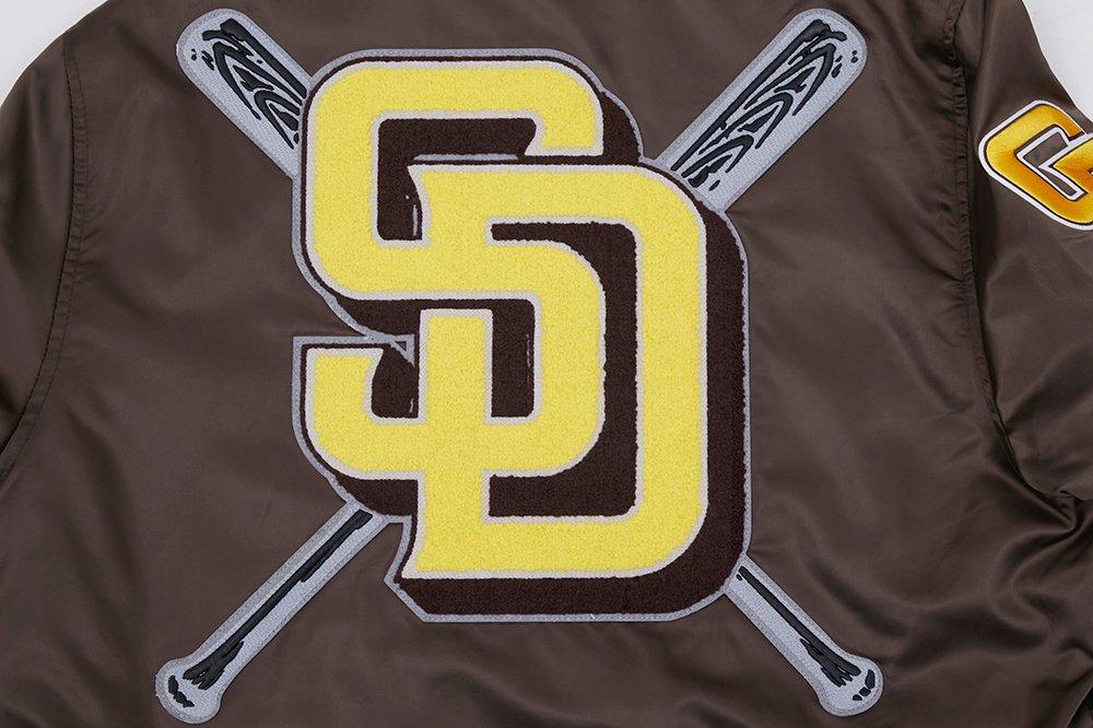 Pro Standard Men's MLB San Diego Padres Mashup Rib Satin Jacket -Brown - BROWN Thumbnail View 10