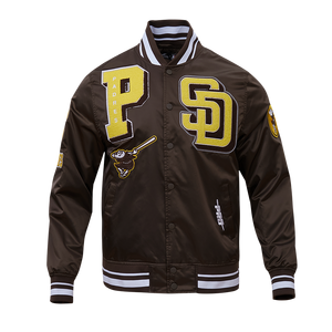Pro Standard Men's MLB San Diego Padres Mashup Rib Satin Jacket -Brown