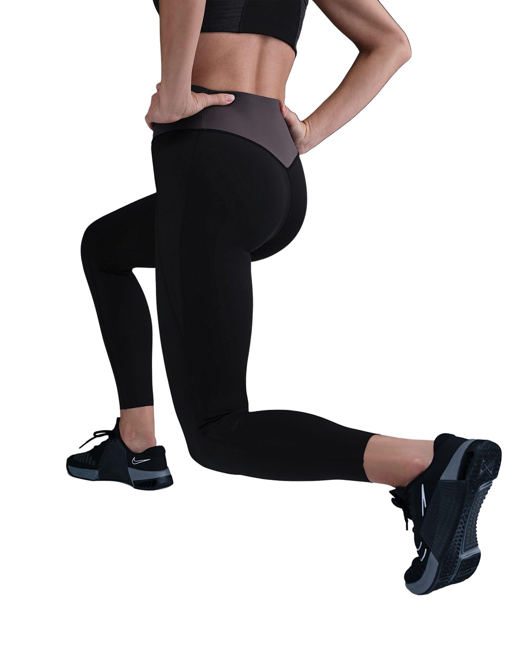 Nike Women's Universa Med-Support High-Waisted 7/8 Leggings w/Pockets -Black - BLACK Thumbnail View 2