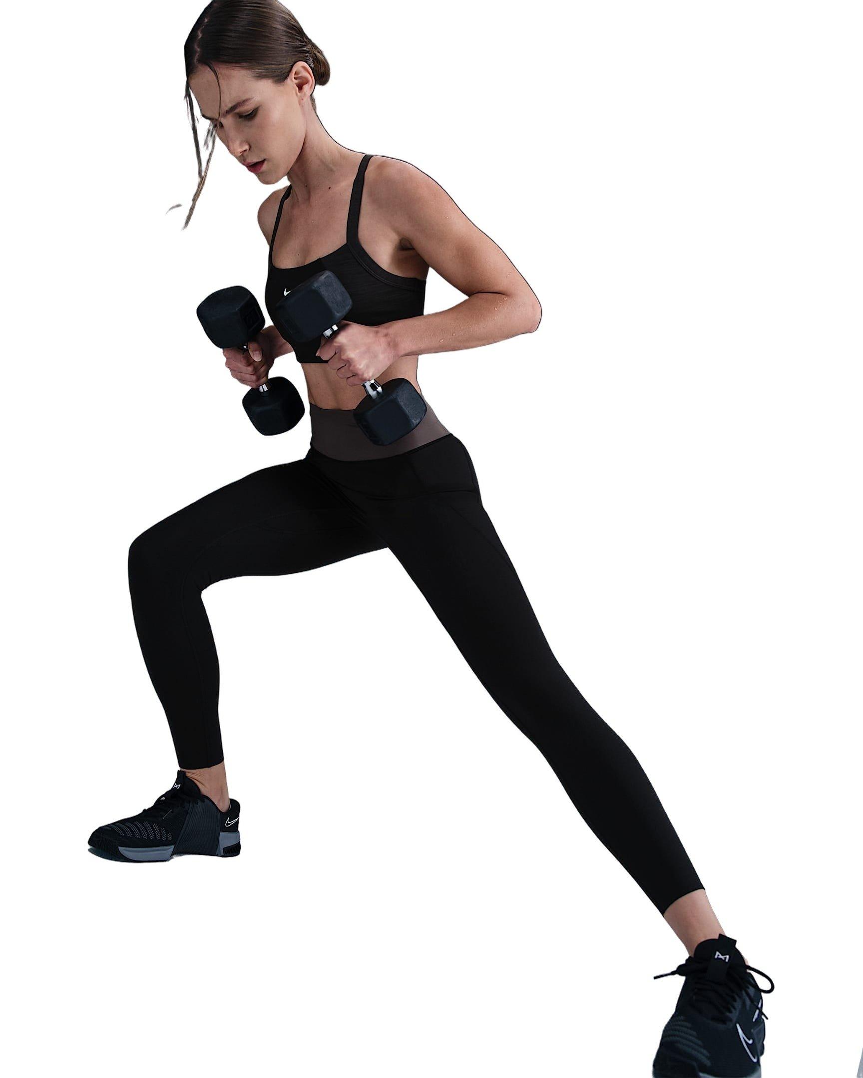 Nike Women's Universa Med-Support High-Waisted 7/8 Leggings w/Pockets -Black - BLACK Thumbnail View 3