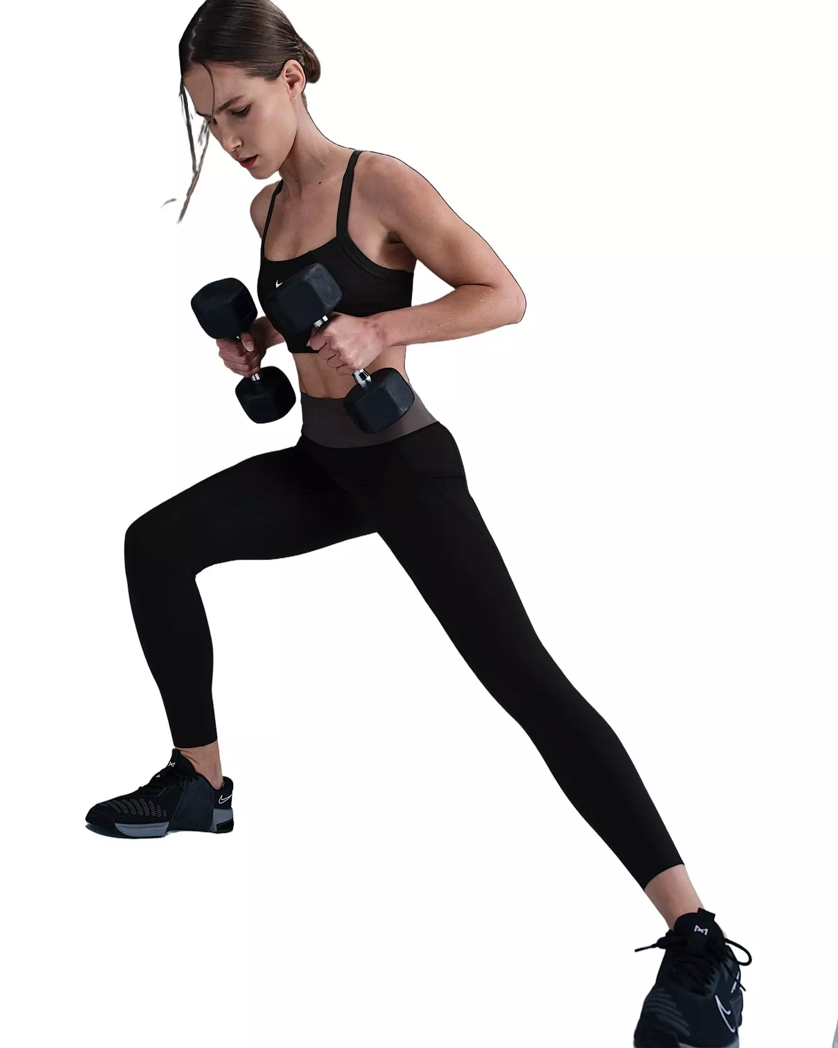 Nike Women's Universa Med-Support High-Waisted 7/8 Leggings w/Pockets -Black - BLACK