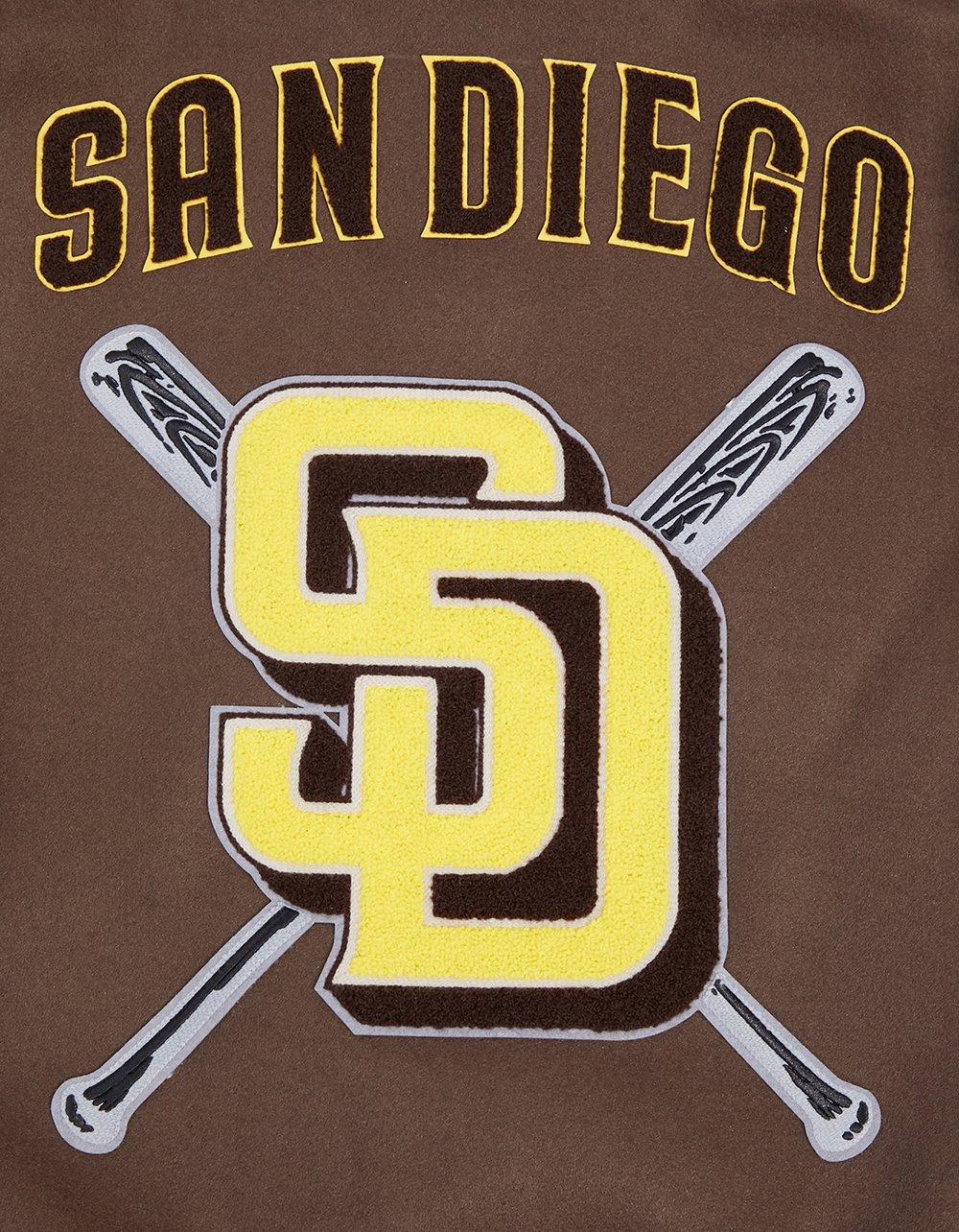 Pro Standard Men's MLB San Diego Padres Mashup Rib Wool Varsity Jacket - Brown/White - BROWN/WHITE Thumbnail View 5