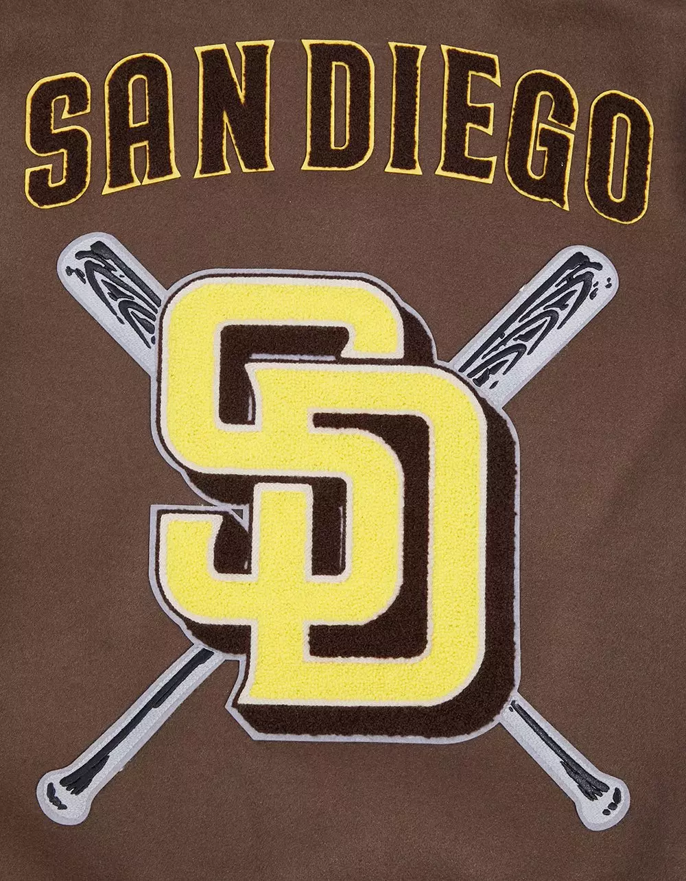 Pro Standard Men's MLB San Diego Padres Mashup Rib Wool Varsity Jacket - Brown/White - BROWN/WHITE