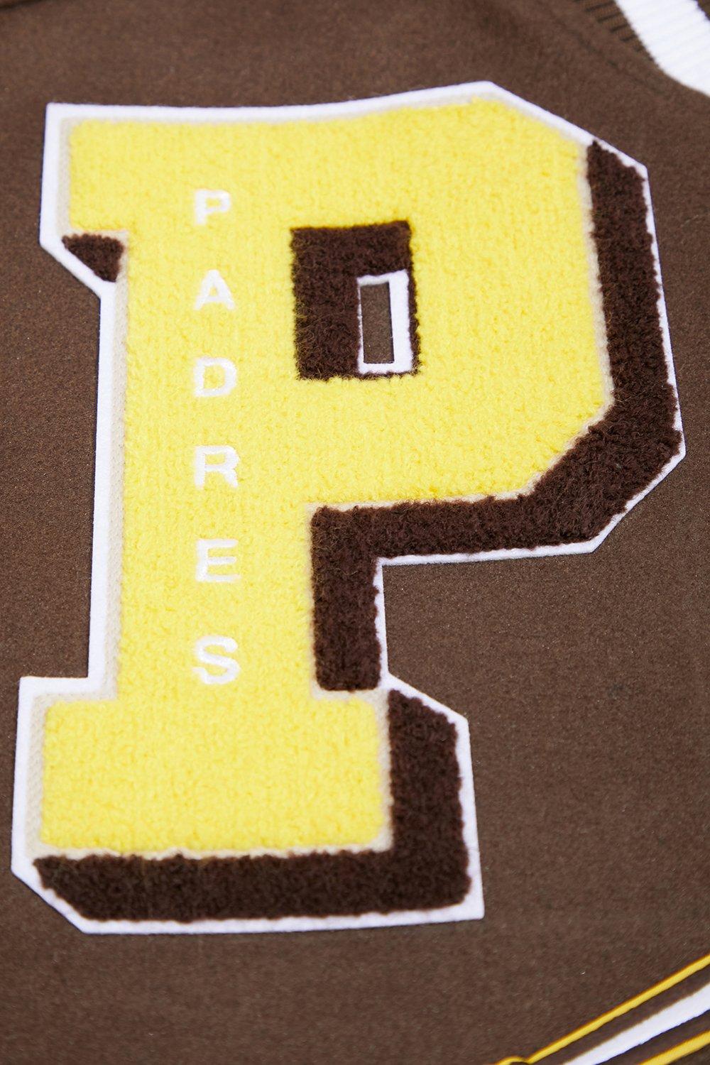 Pro Standard Men's MLB San Diego Padres Mashup Rib Wool Varsity Jacket - Brown/White - BROWN/WHITE Thumbnail View 6