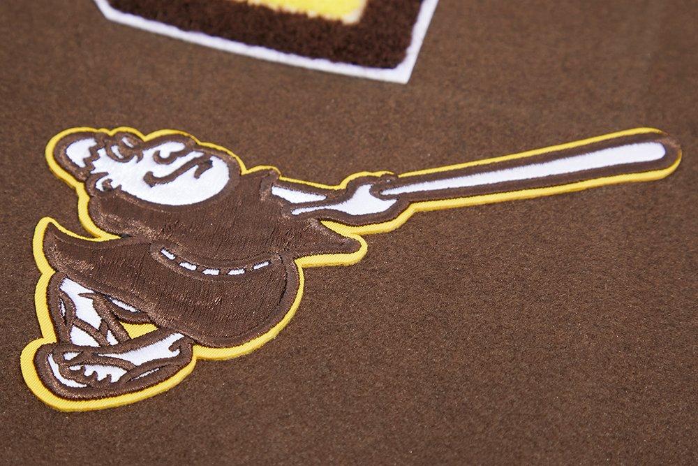 Pro Standard Men's MLB San Diego Padres Mashup Rib Wool Varsity Jacket - Brown/White - BROWN/WHITE Thumbnail View 7