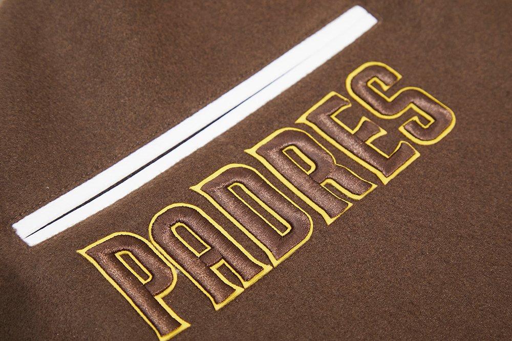 Pro Standard Men's MLB San Diego Padres Mashup Rib Wool Varsity Jacket - Brown/White - BROWN/WHITE Thumbnail View 8
