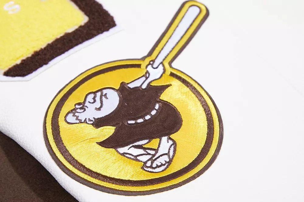 Pro Standard Men's MLB San Diego Padres Mashup Rib Wool Varsity Jacket - Brown/White - BROWN/WHITE