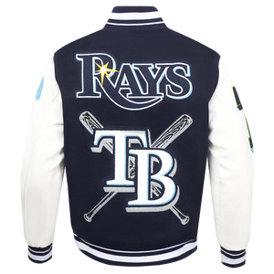 Pro Standard Men's MLB Tampa Bay Rays Mashup Rib Wool Varsity Jacket -Navy/White