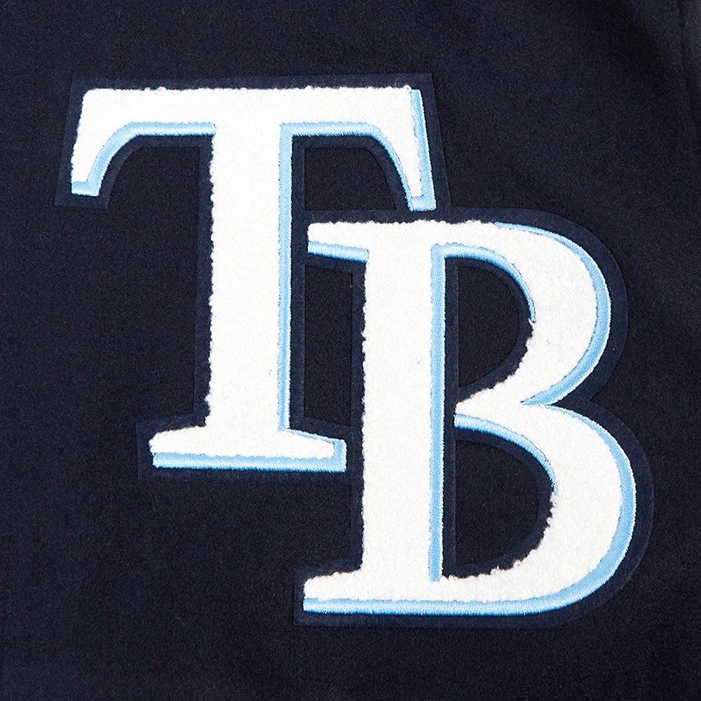 Pro Standard Men's MLB Tampa Bay Rays Mashup Rib Wool Varsity Jacket -Navy/White - NAVY/WHITE Thumbnail View 6