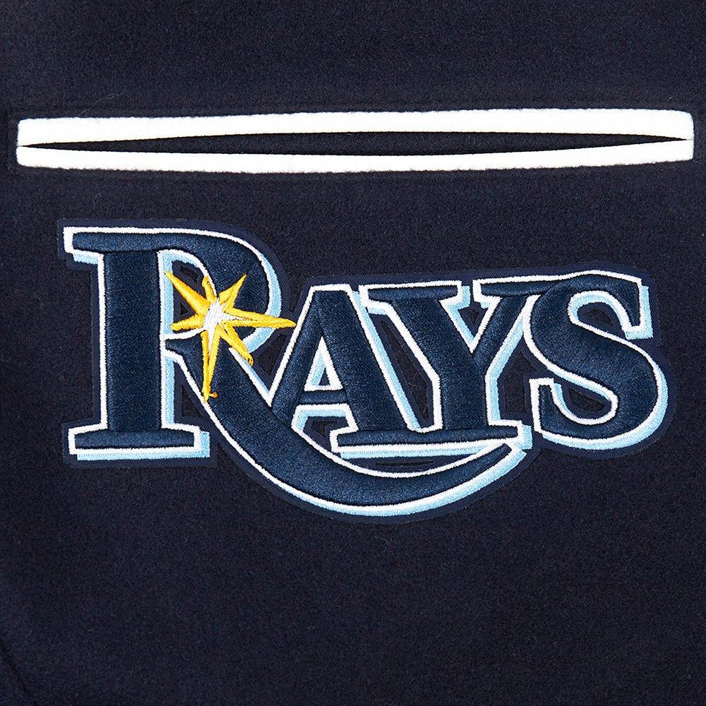 Pro Standard Men's MLB Tampa Bay Rays Mashup Rib Wool Varsity Jacket -Navy/White - NAVY/WHITE Thumbnail View 7