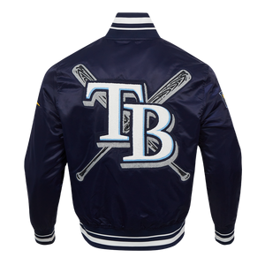 Pro Standard Men's MLB Tampa Bay Rays Mashup Rib Satin Jacket -Navy