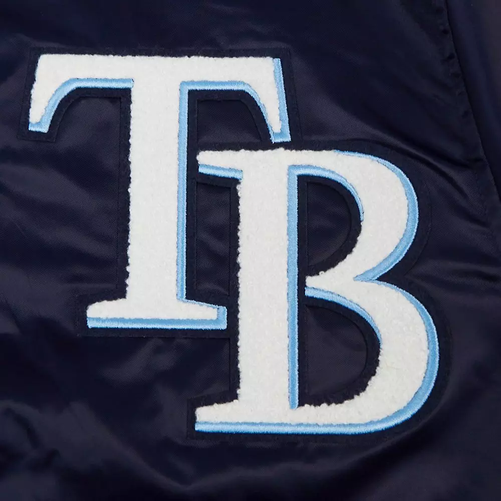 Pro Standard Men's MLB Tampa Bay Rays Mashup Rib Satin Jacket -Navy - NAVY