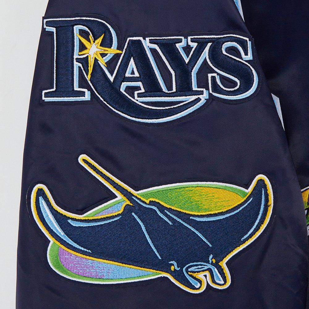 Pro Standard Men's MLB Tampa Bay Rays Mashup Rib Satin Jacket -Navy - NAVY Thumbnail View 7