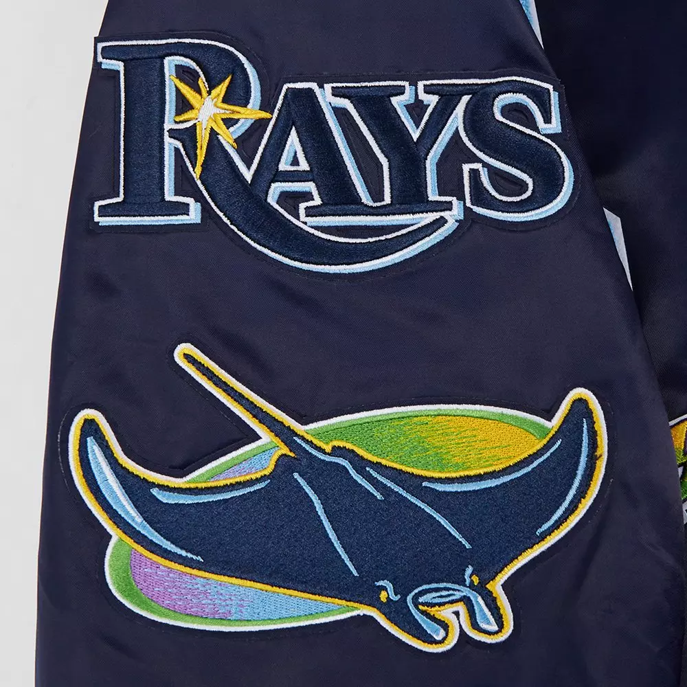 Pro Standard Men's MLB Tampa Bay Rays Mashup Rib Satin Jacket -Navy - NAVY
