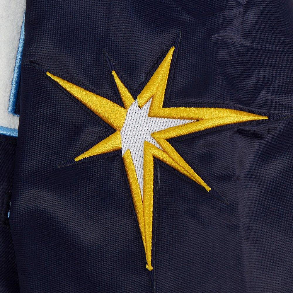 Pro Standard Men's MLB Tampa Bay Rays Mashup Rib Satin Jacket - Navy - NAVY Thumbnail View 8