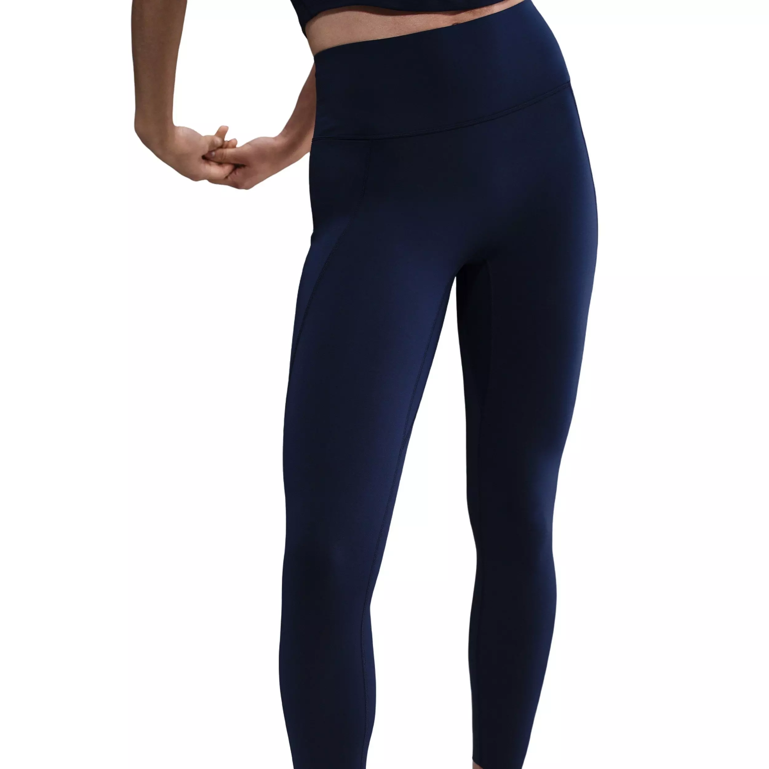 Nike Women's Universa Med-Support High-Waisted 7/8 Leggings w/Pockets - Navy - NAVY