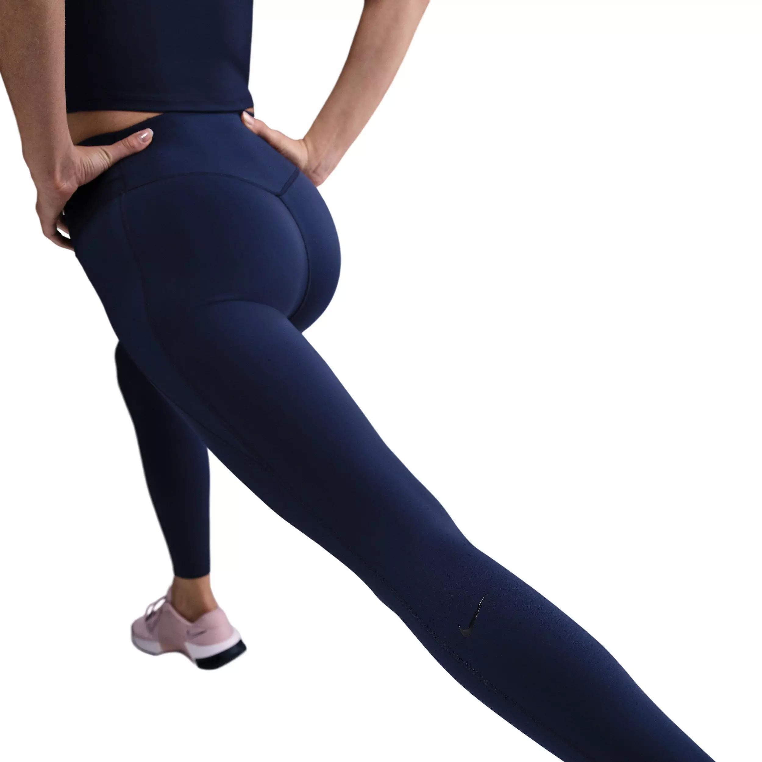 Nike Women's Universa Med-Support High-Waisted 7/8 Leggings w/Pockets - Navy - NAVY