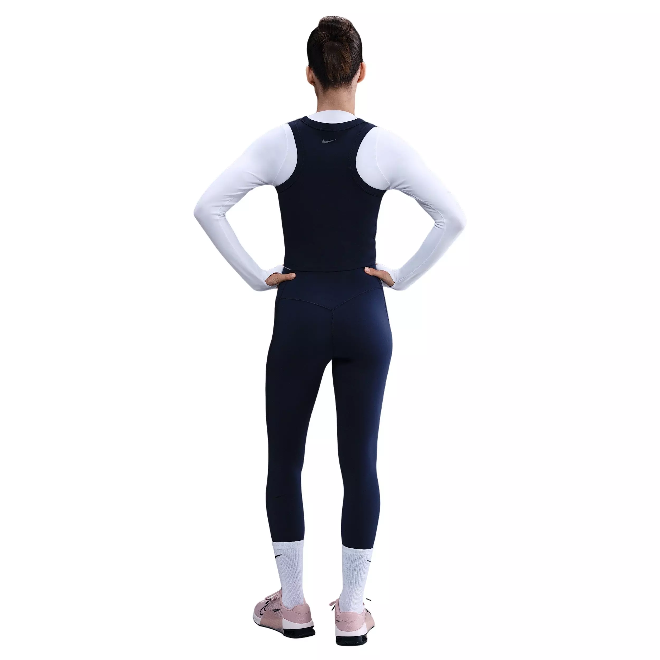 Nike Women's Universa Med-Support High-Waisted 7/8 Leggings w/Pockets - Navy - NAVY