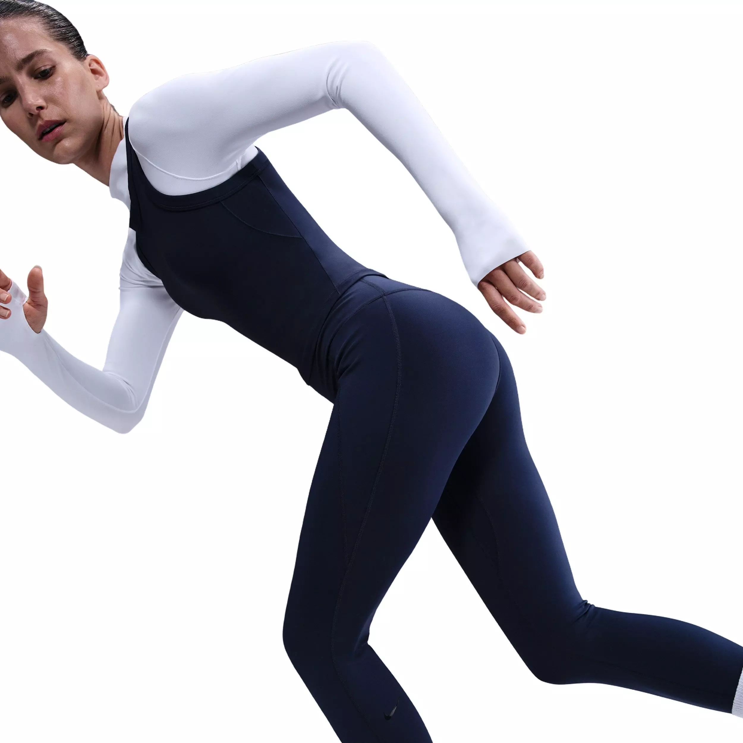 Nike Women's Universa Med-Support High-Waisted 7/8 Leggings w/Pockets - Navy - NAVY