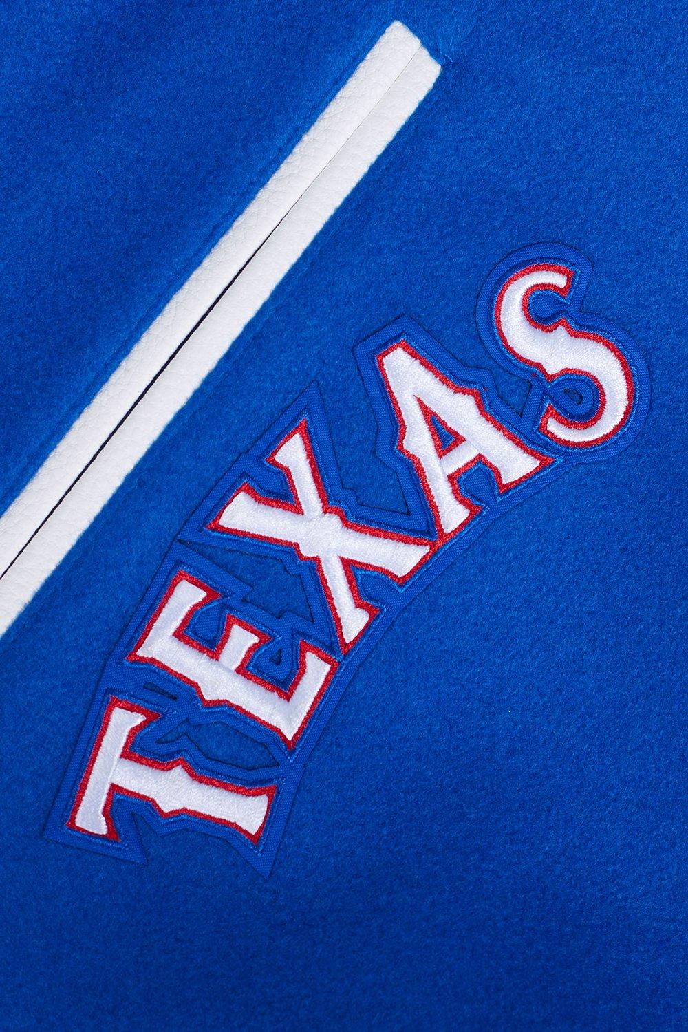 Pro Standard Men's MLB Texas Rangers Mashup Rib Wool Varsity Jacket - Blue/Red/White - BLUE/RED/WHITE Thumbnail View 8