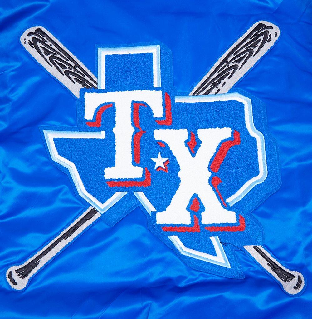 Pro Standard Men's MLB Texas Rangers Mashup Rib Satin Jacket - Blue/Red - BLUE/RED Thumbnail View 9