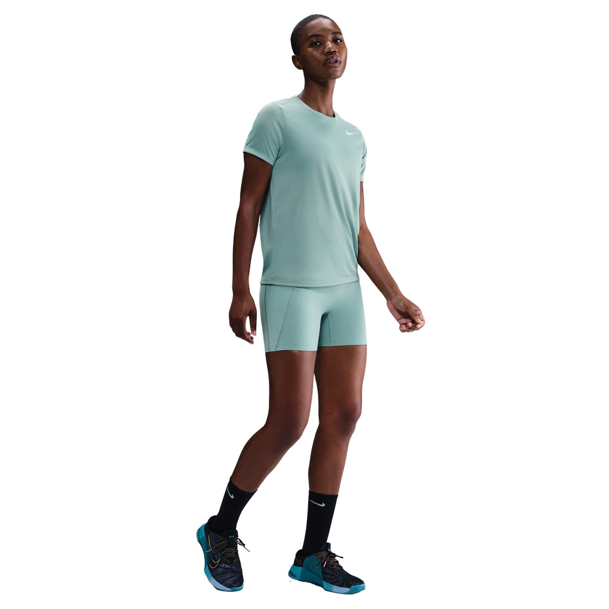 Nike Women's Universa Med-Support High-waisted 5" Biker Shorts w/Pockets - Green - GREEN Thumbnail View 1