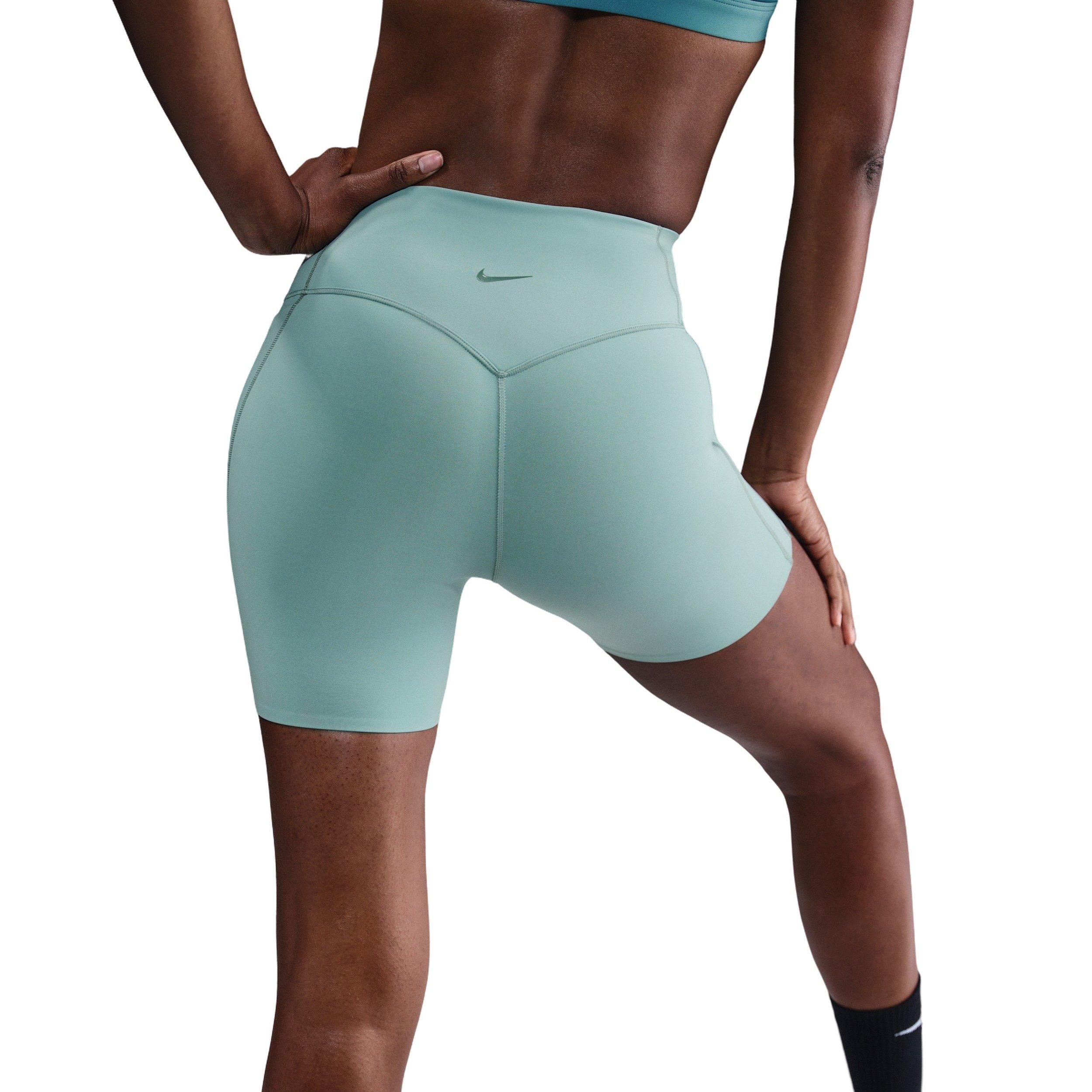 Nike Women's Universa Med-Support High-waisted 5" Biker Shorts w/Pockets -Green - GREEN Thumbnail View 4