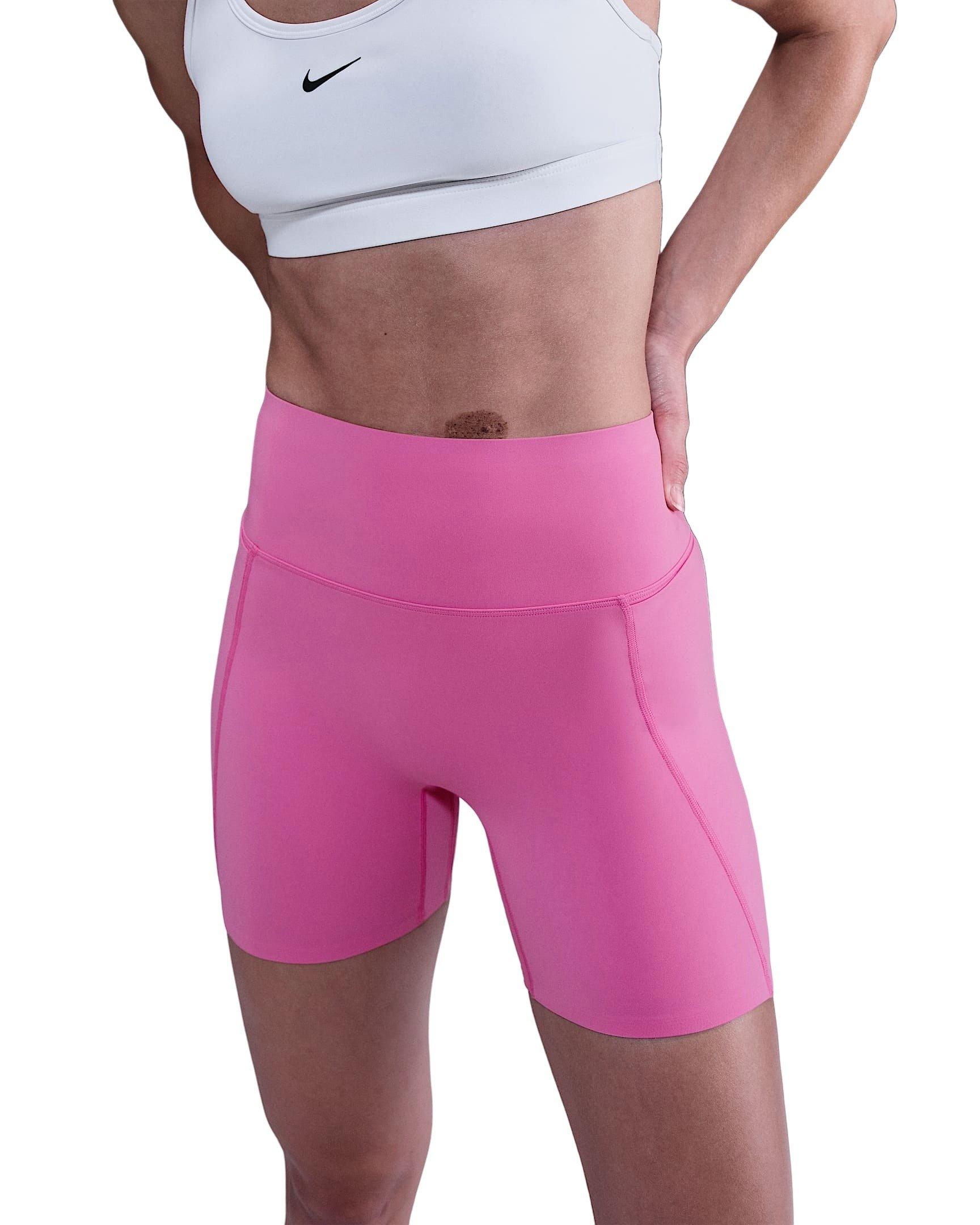 Nike Women's Universa Med-Support High-waisted 5" Biker Shorts w/Pockets -Pink - PINK Thumbnail View 1