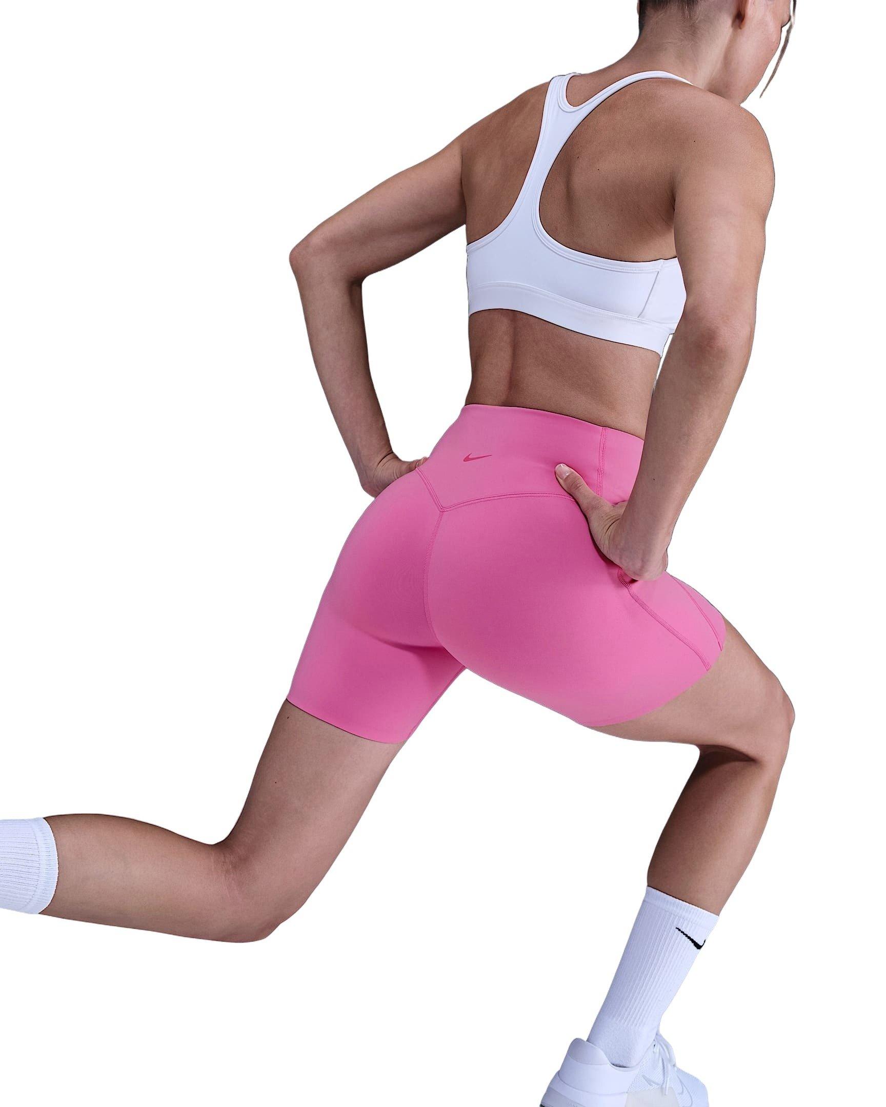 Nike Women's Universa Med-Support High-waisted 5" Biker Shorts w/Pockets -Pink - PINK Thumbnail View 2