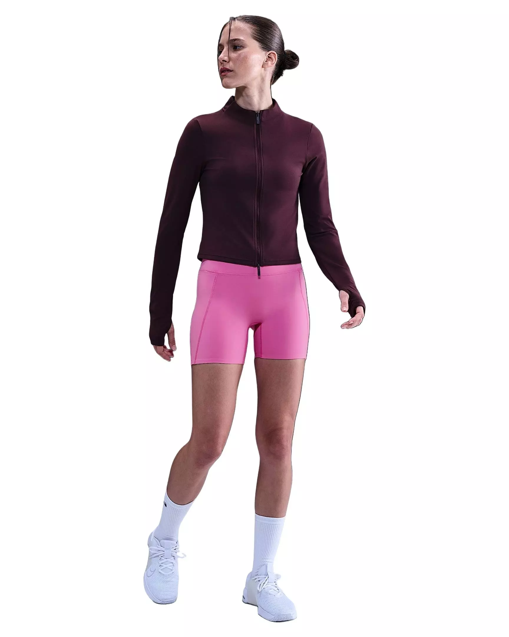 Nike Women's Universa Med-Support High-waisted 5" Biker Shorts w/Pockets -Pink - PINK