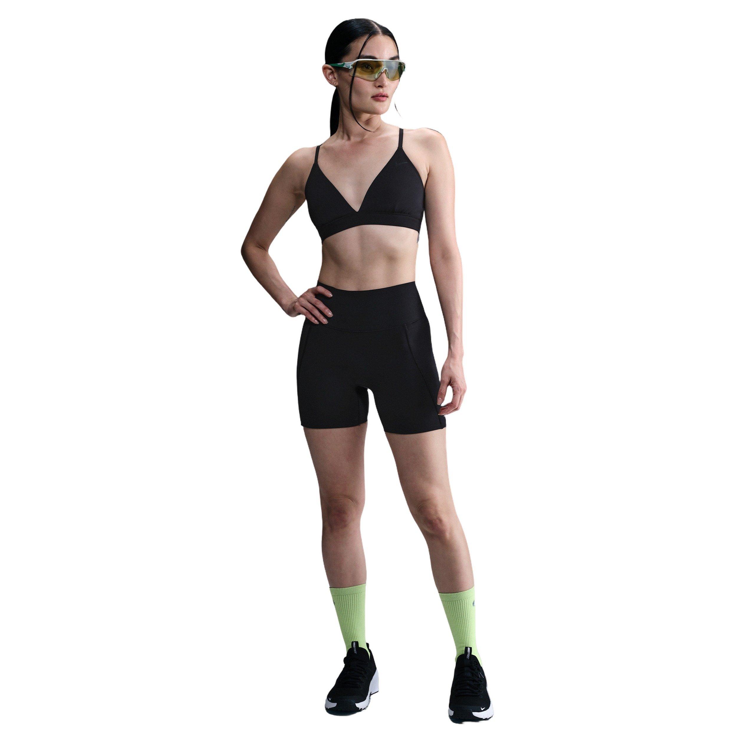 Nike Women's Form Light-Support Non-Padded Triangle Sports Bra -Black - BLACK Thumbnail View 4