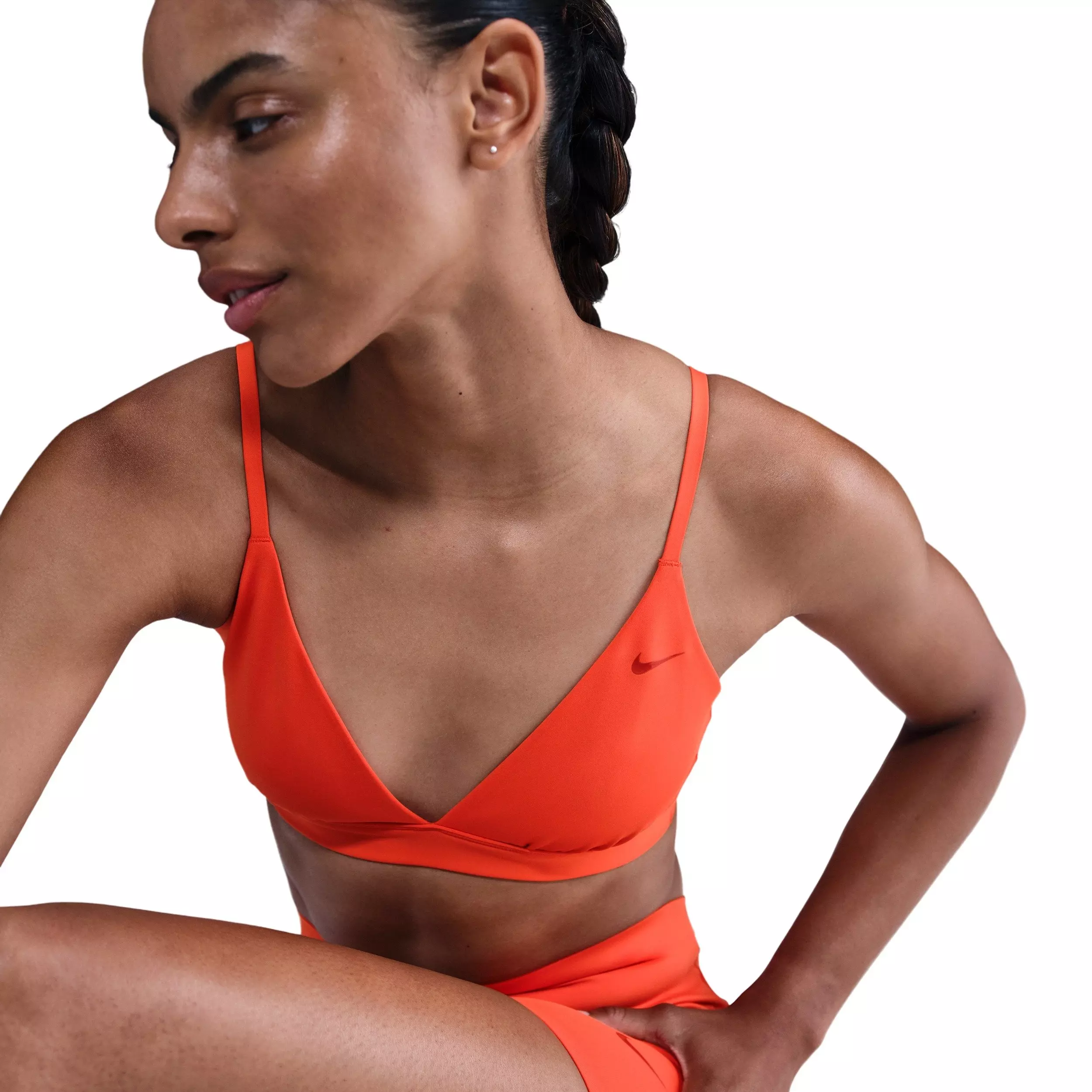 Nike Women's Form Light-Support Non-Padded Triangle Sports Bra -Red - RED