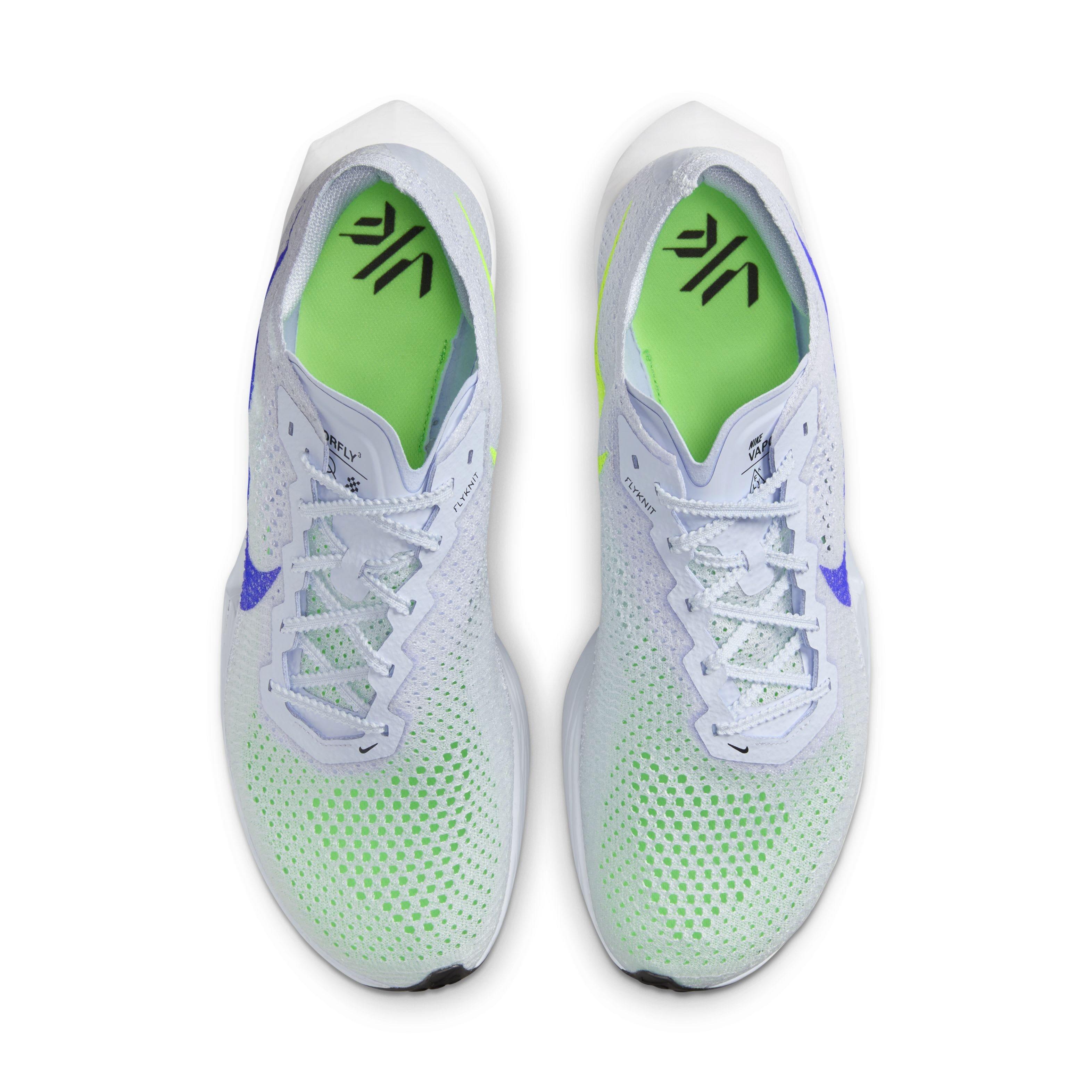 Nike Vaporfly 3 "Football Grey/Green Strike/Light Armory Blue/Racer Blue" Men's Running Shoe - GREY/GREEN/LT BLUE/BLUE Thumbnail View 4