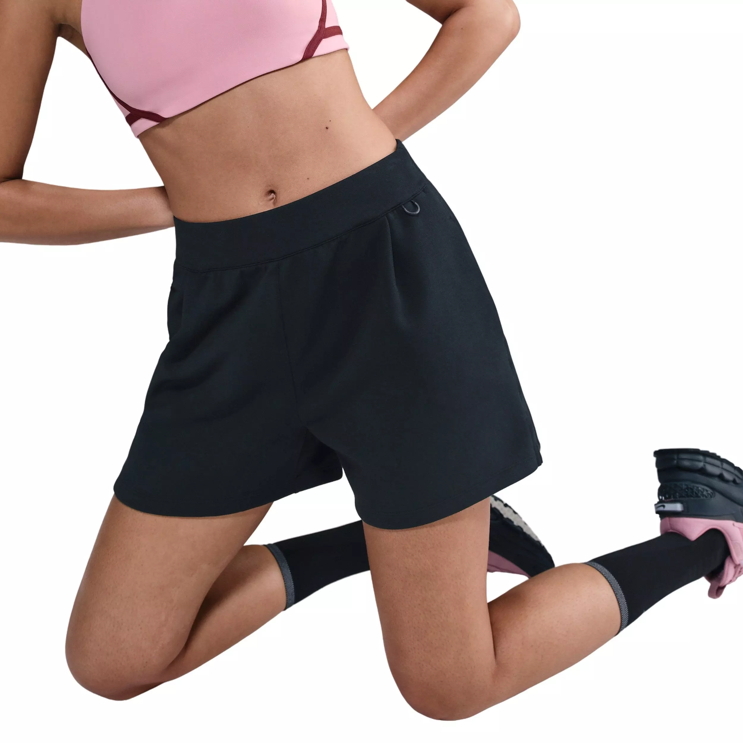 Nike Women's 24.7 ImpossiblySoft Dri-FIT Mid-Rise Loose 4" Shorts -Black - BLACK