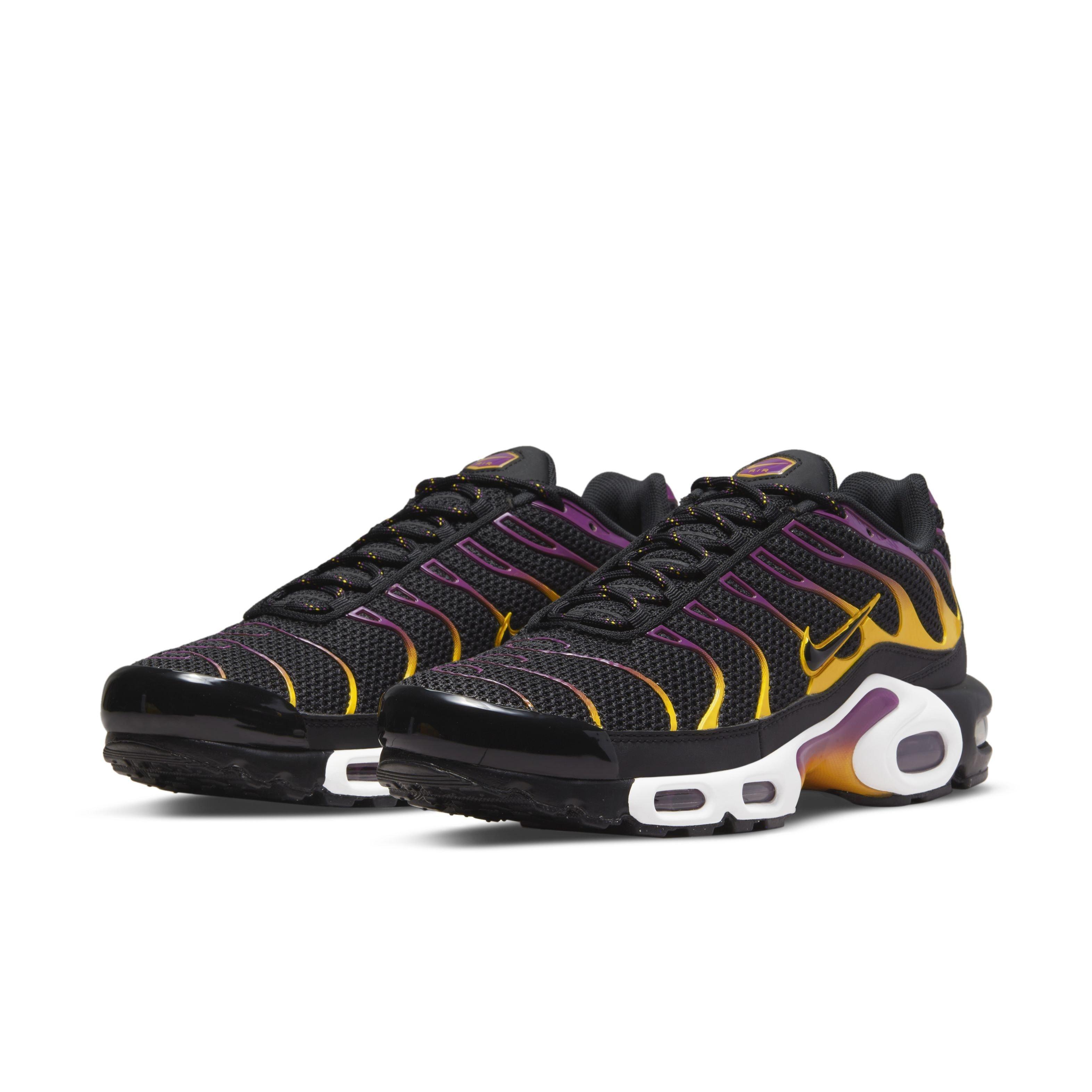 Nike Air Max Plus "Black/University Gold/Viotech/Black" Grade School Boys' Shoe - BLACK/GOLD/VIOTECH/BLACK Thumbnail View 3