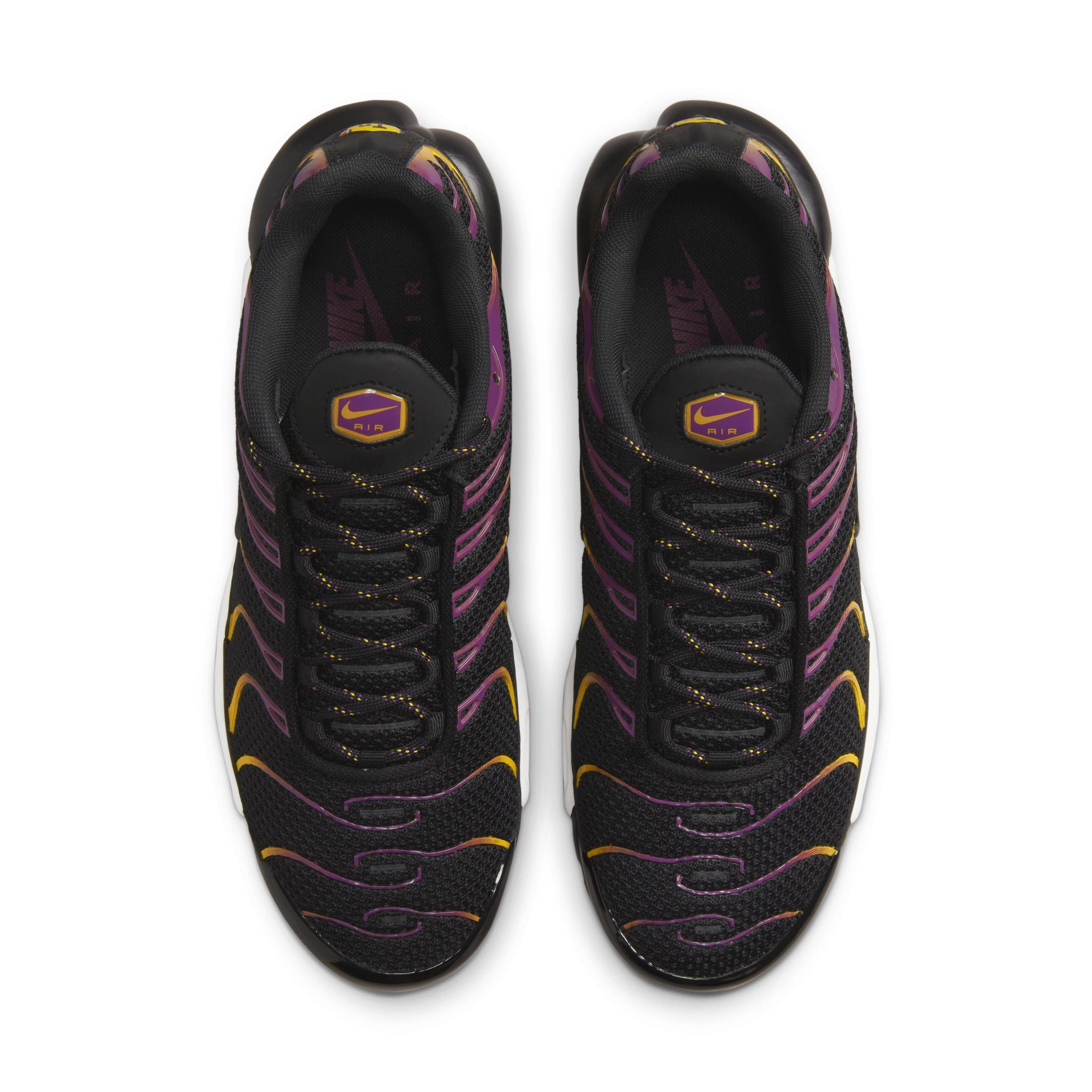Nike Air Max Plus "Black/University Gold/Viotech/Black" Grade School Boys' Shoe - BLACK/GOLD/VIOTECH/BLACK Thumbnail View 4