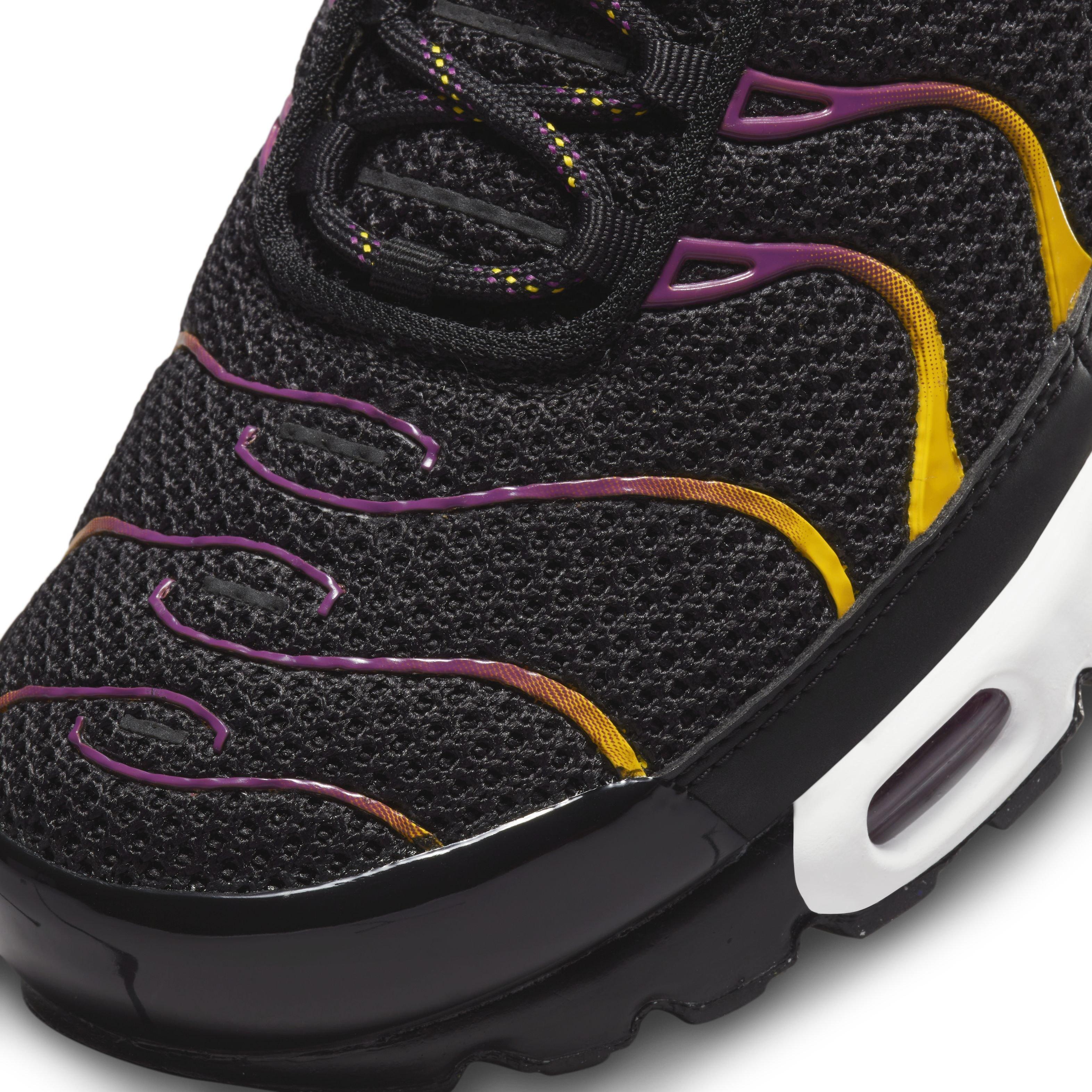 Nike Air Max Plus "Black/University Gold/Viotech/Black" Grade School Boys' Shoe - BLACK/GOLD/VIOTECH/BLACK Thumbnail View 7