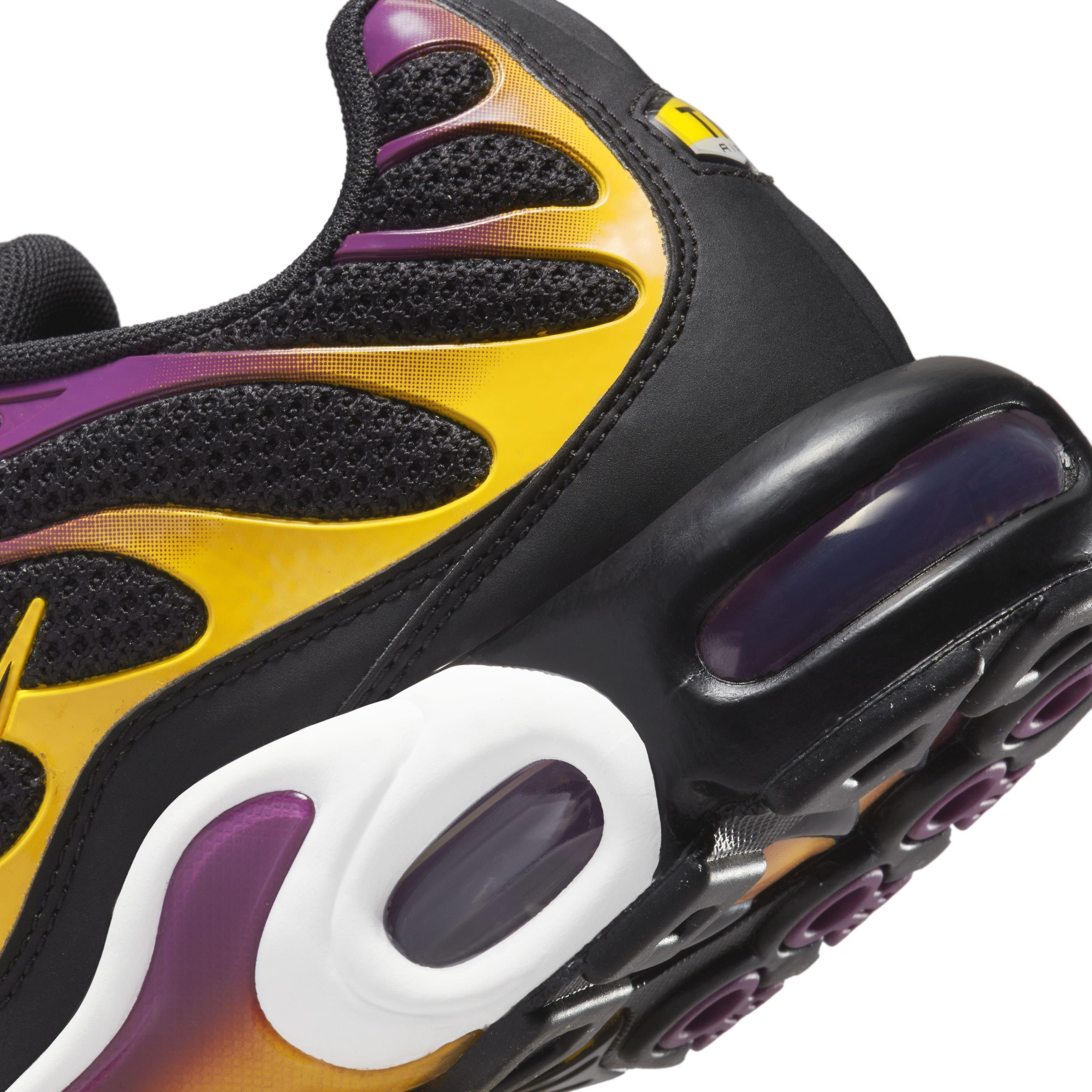 Nike Air Max Plus "Black/University Gold/Viotech/Black" Grade School Boys' Shoe - BLACK/GOLD/VIOTECH/BLACK Thumbnail View 8