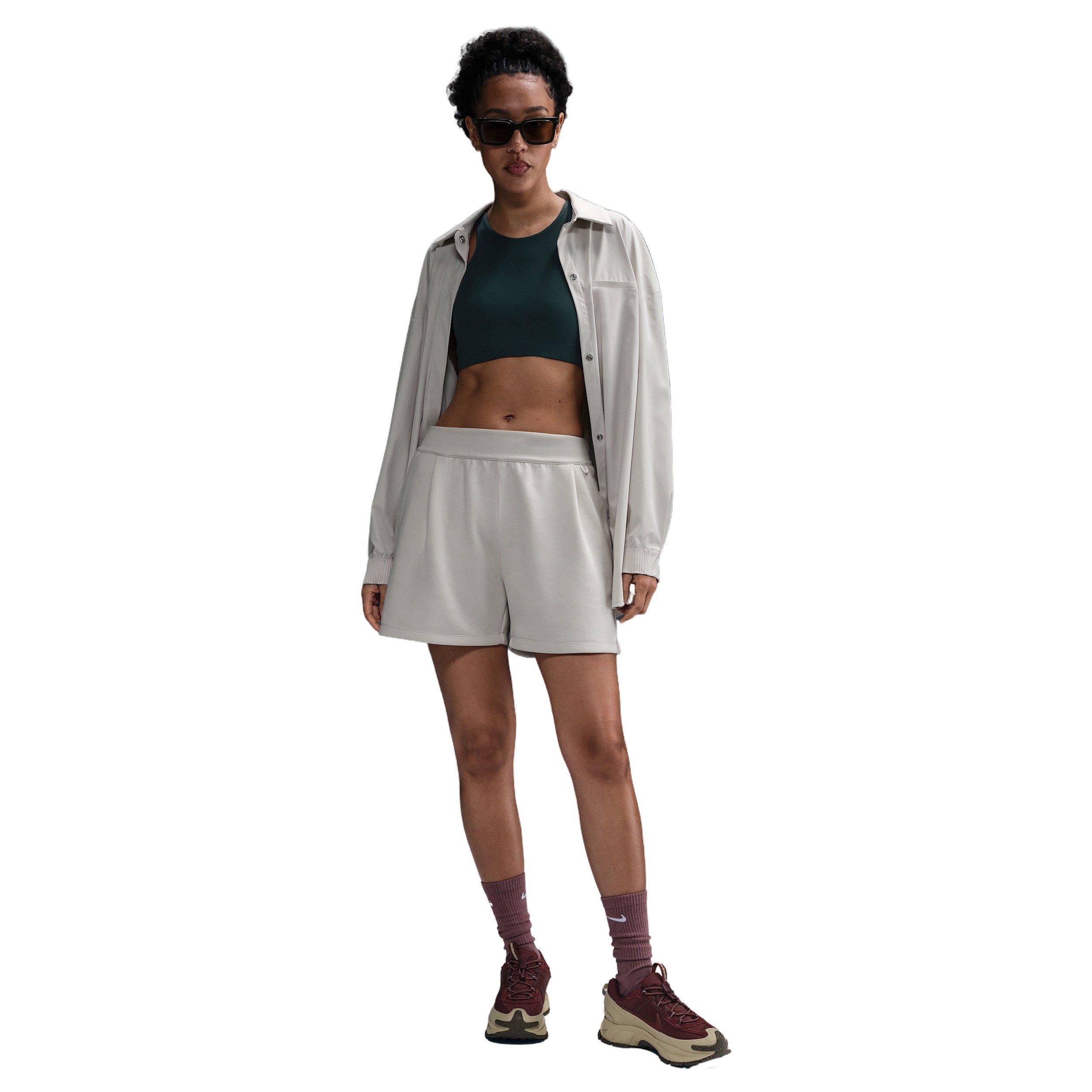 Nike Women's 24.7 ImpossiblySoft Dri-FIT Mid-Rise Loose 4" Shorts - Brown - BROWN Thumbnail View 1