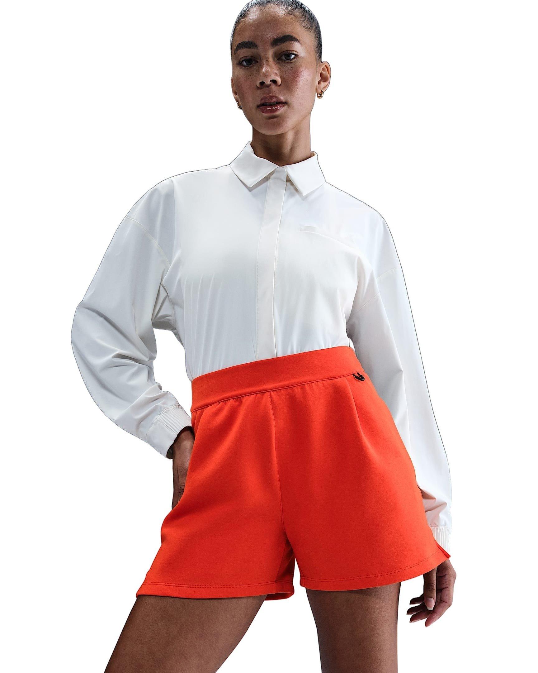 Nike Women's 24.7 ImpossiblySoft Dri-FIT Mid-Rise Loose 4" Shorts -Red - RED Thumbnail View 1