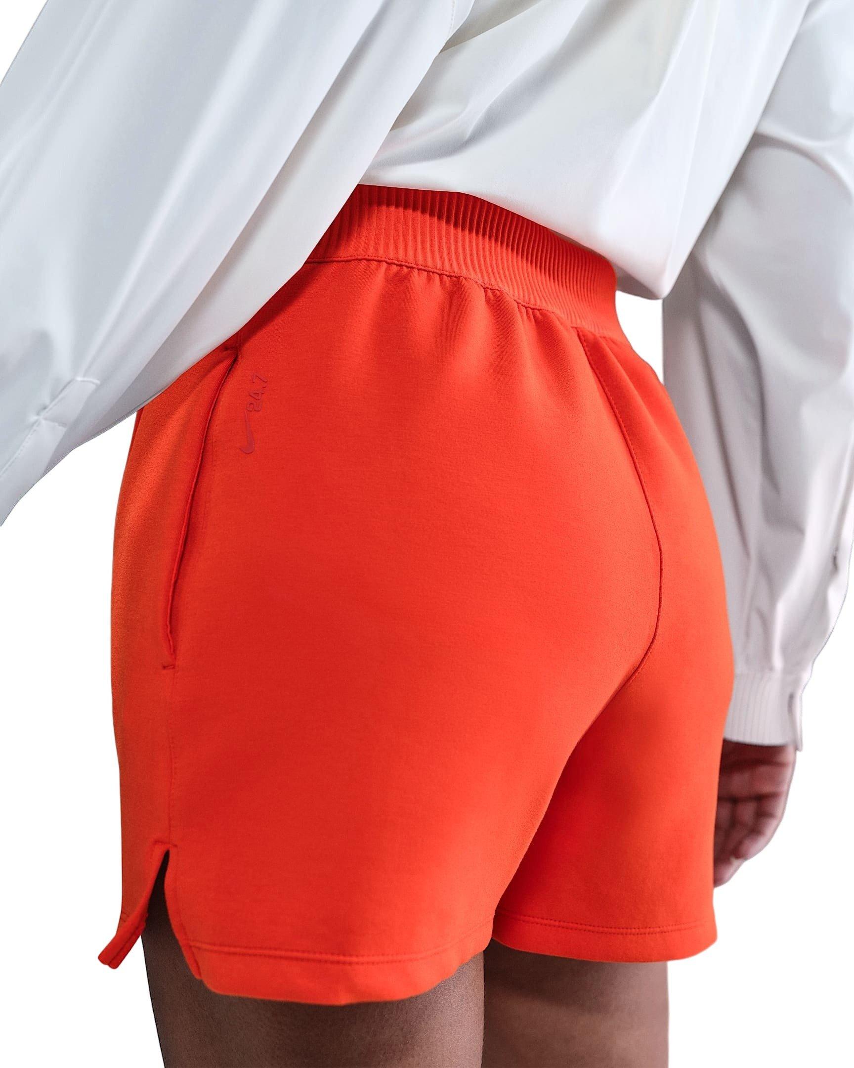 Nike Women's 24.7 ImpossiblySoft Dri-FIT Mid-Rise Loose 4" Shorts -Red - RED Thumbnail View 2