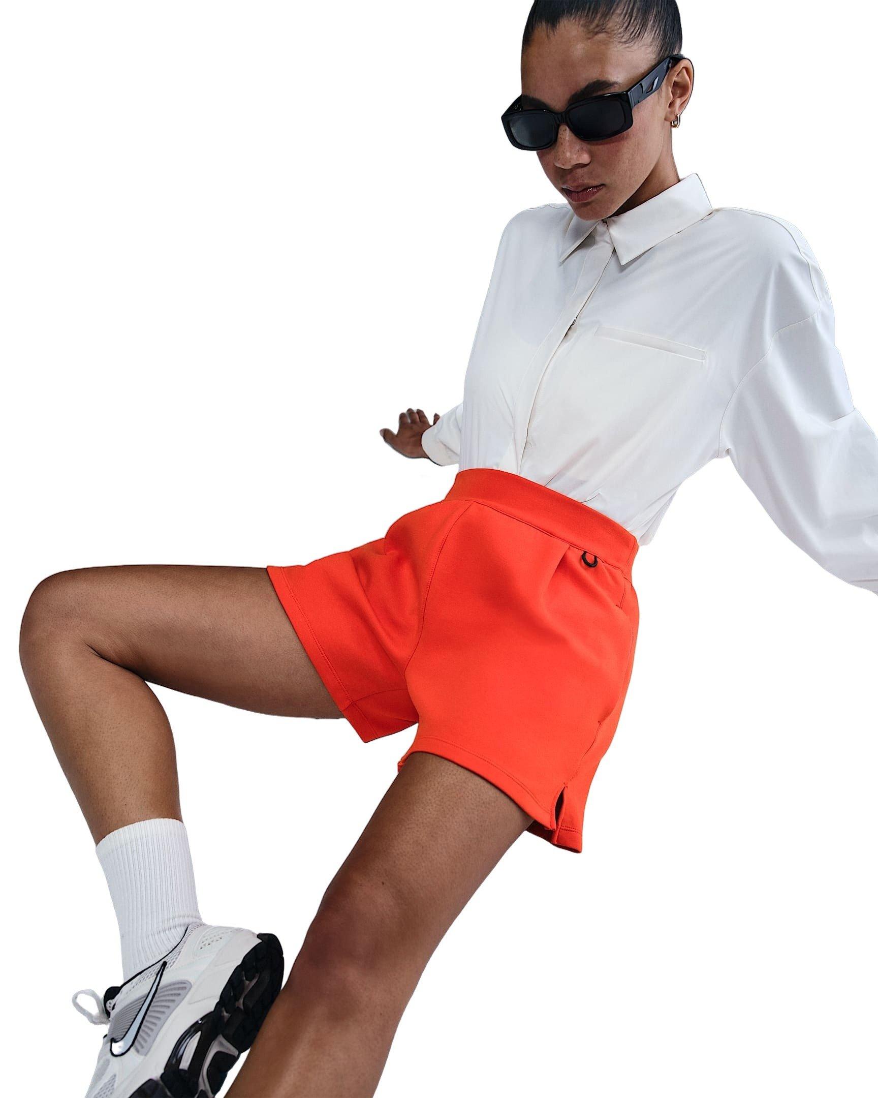 Nike Women's 24.7 ImpossiblySoft Dri-FIT Mid-Rise Loose 4" Shorts -Red - RED Thumbnail View 3