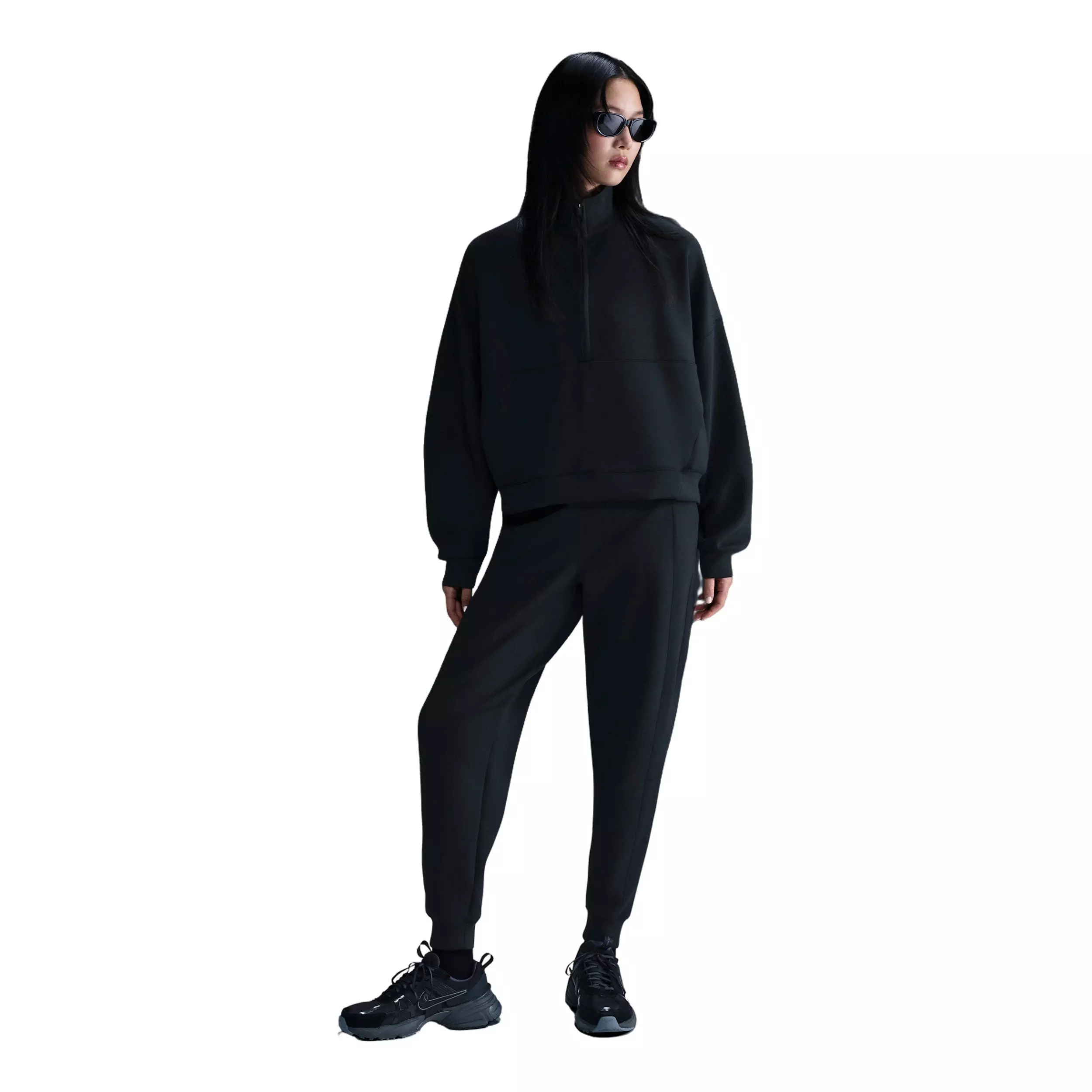 Nike Women's 24.7 ImpossiblySoft Dri-FIT Oversized 1/2-Zip Top - Black - BLACK