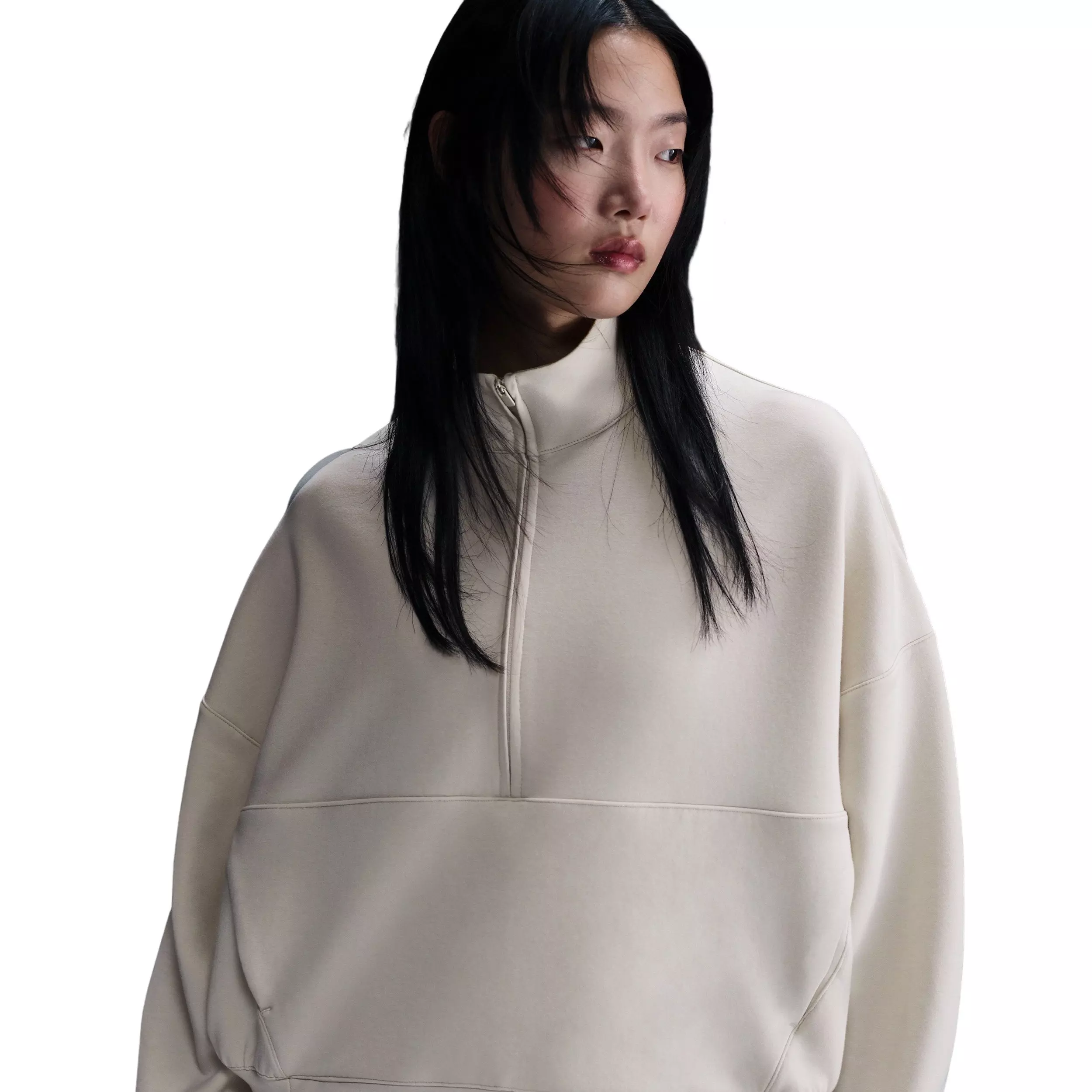 Nike Women's 24.7 ImpossiblySoft Dri-FIT Oversized 1/2-Zip Top - Brown - BROWN