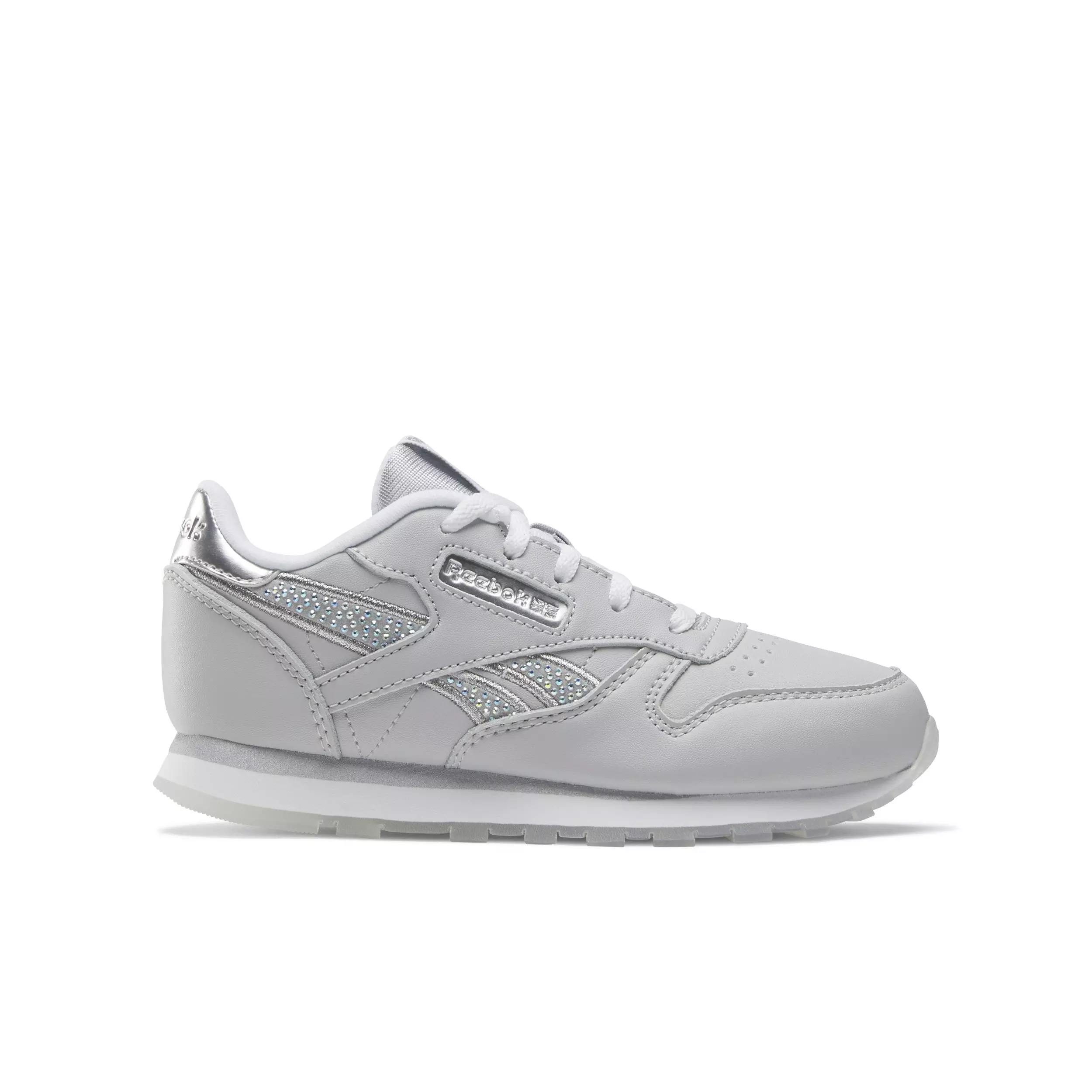 Reebok Classic Leather "White/Silver/Moon" Preschool Girls' Shoe - WHITE/SILVER/MOON