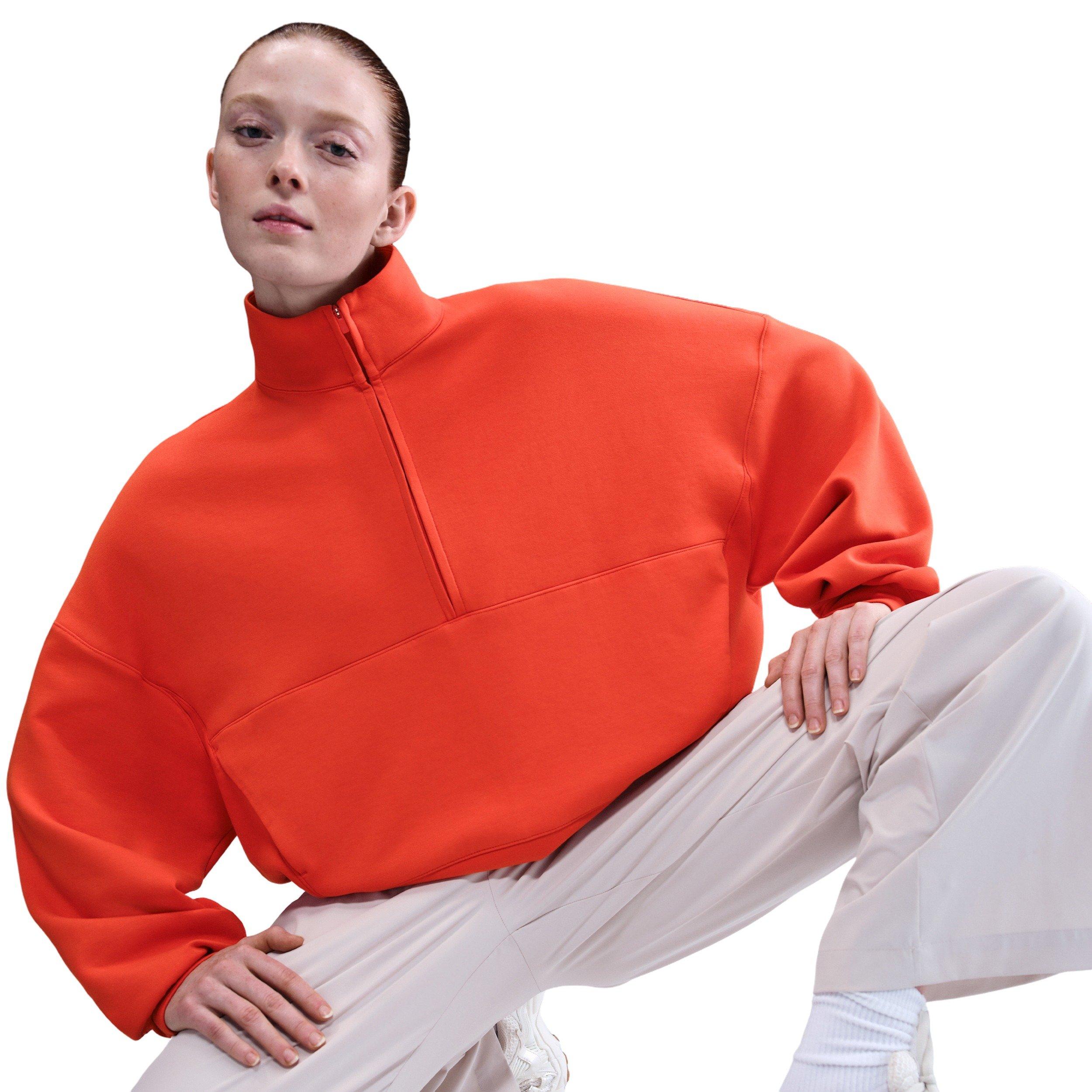 Nike Women's 24.7 ImpossiblySoft Dri-FIT Oversized 1/2-Zip Top -Red - RED Thumbnail View 3