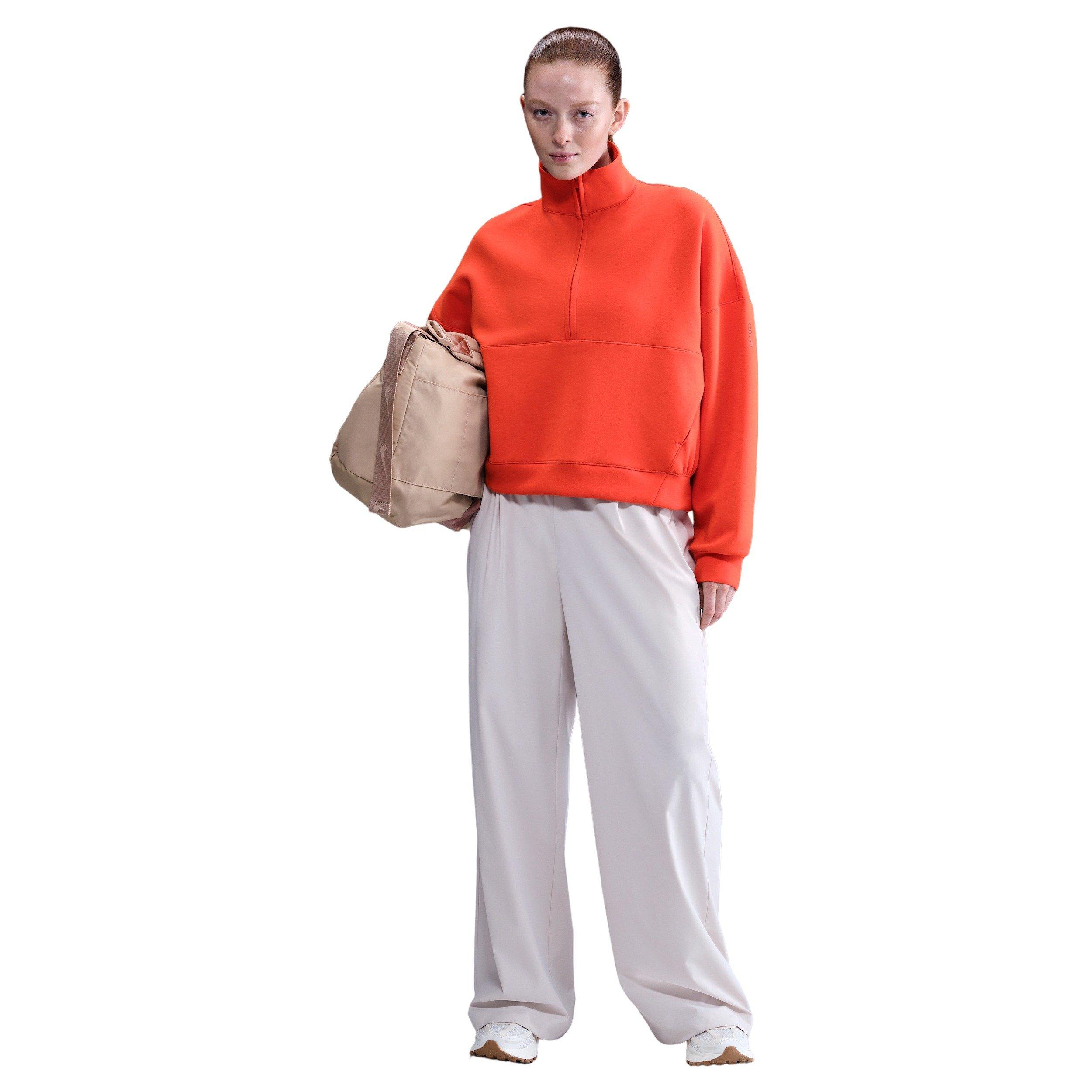 Nike Women's 24.7 ImpossiblySoft Dri-FIT Oversized 1/2-Zip Top -Red - RED Thumbnail View 4