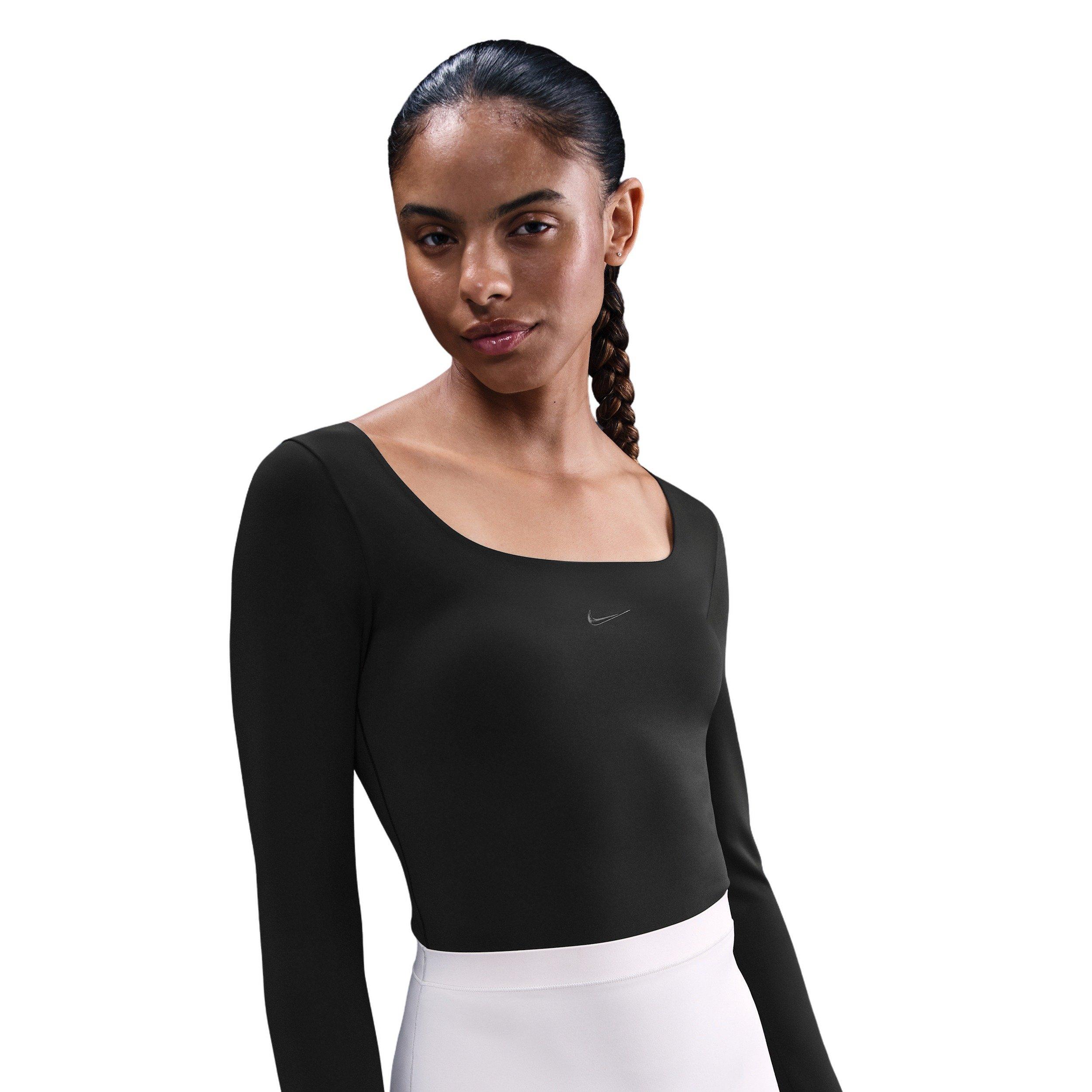 Nike Women's Form Long-Sleeve Bodysuit -Black - BLACK Thumbnail View 4