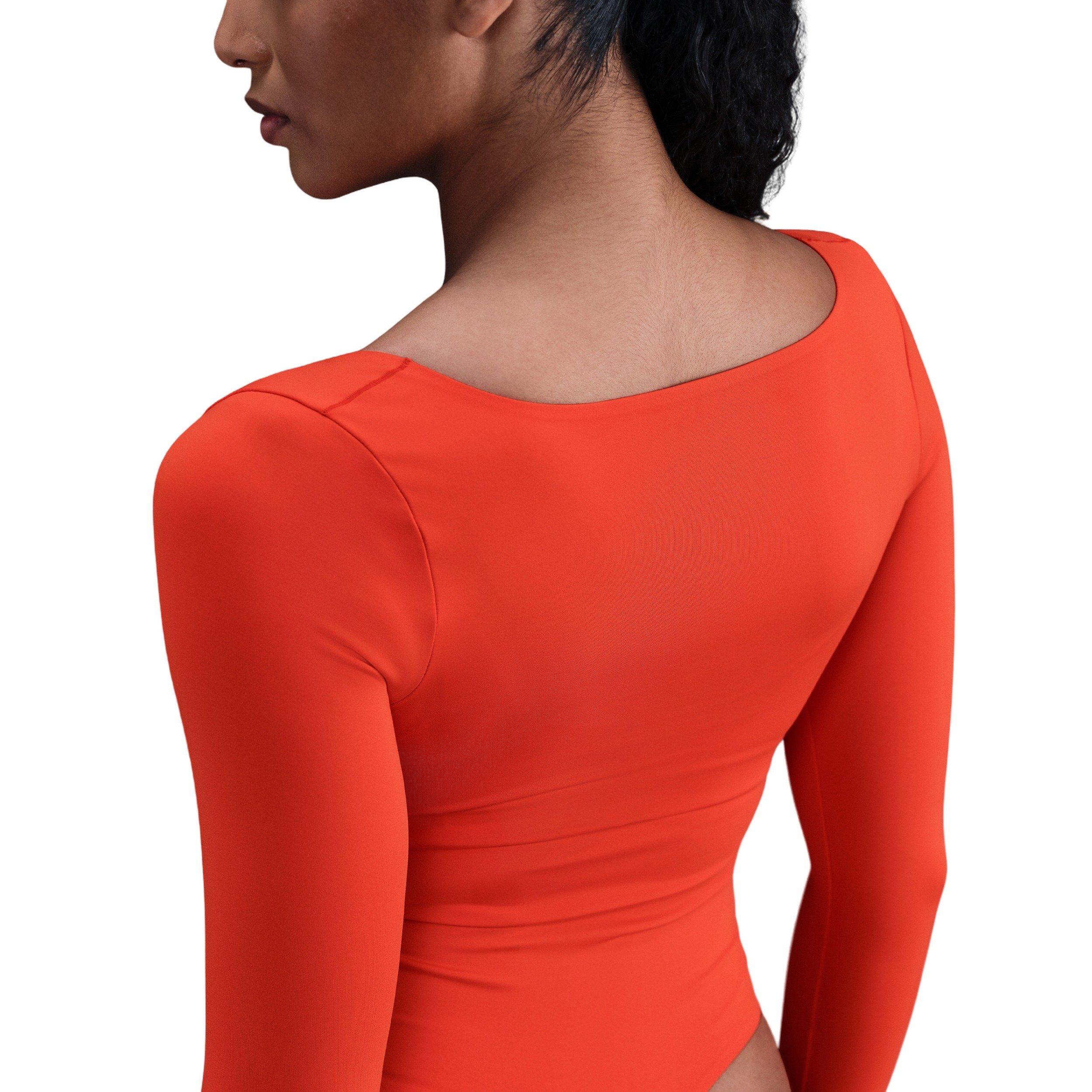Nike Women's Form Long-Sleeve Bodysuit - Red - RED Thumbnail View 2